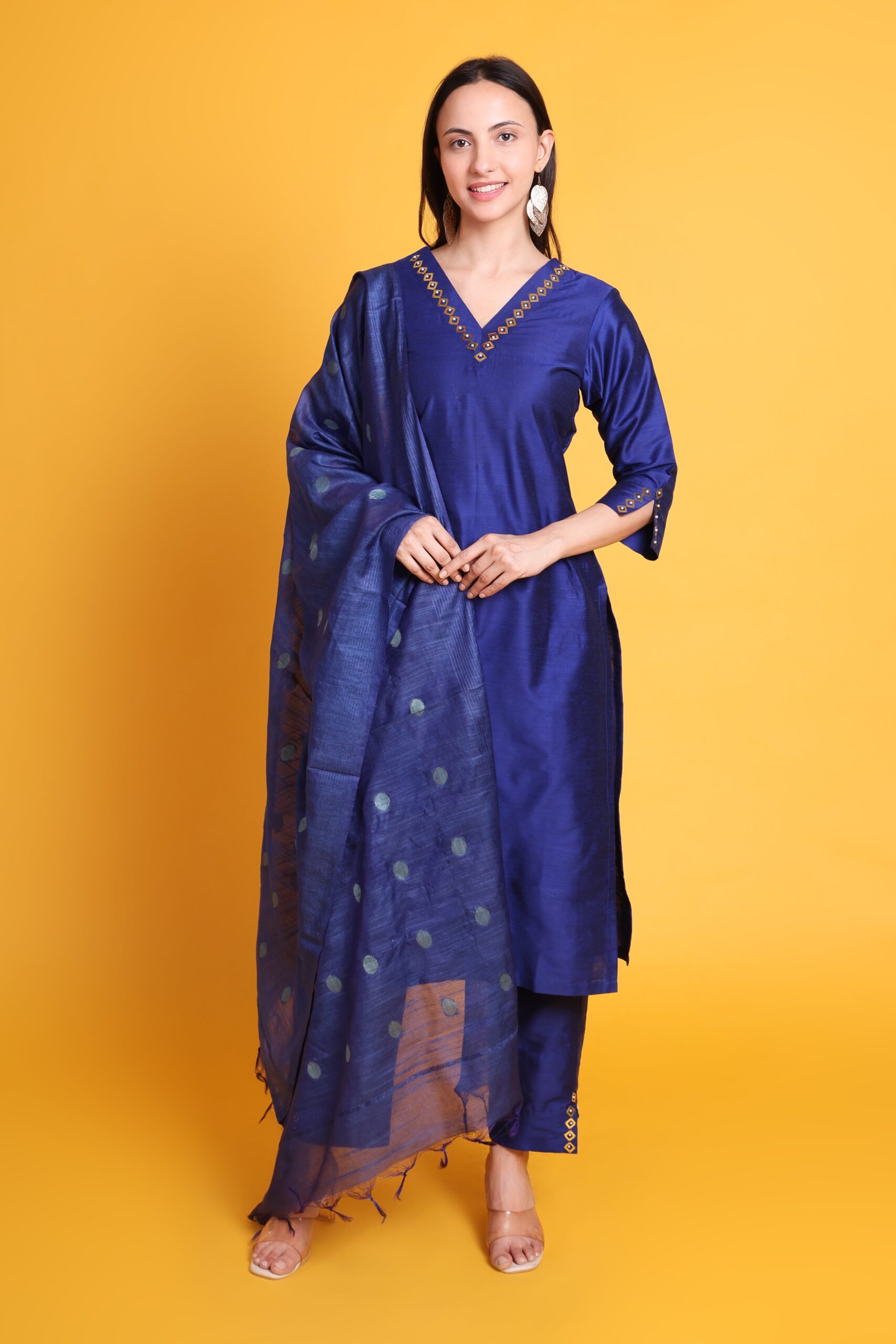 Silk Kurta Set With Silk Dupatta And Handwork image 4