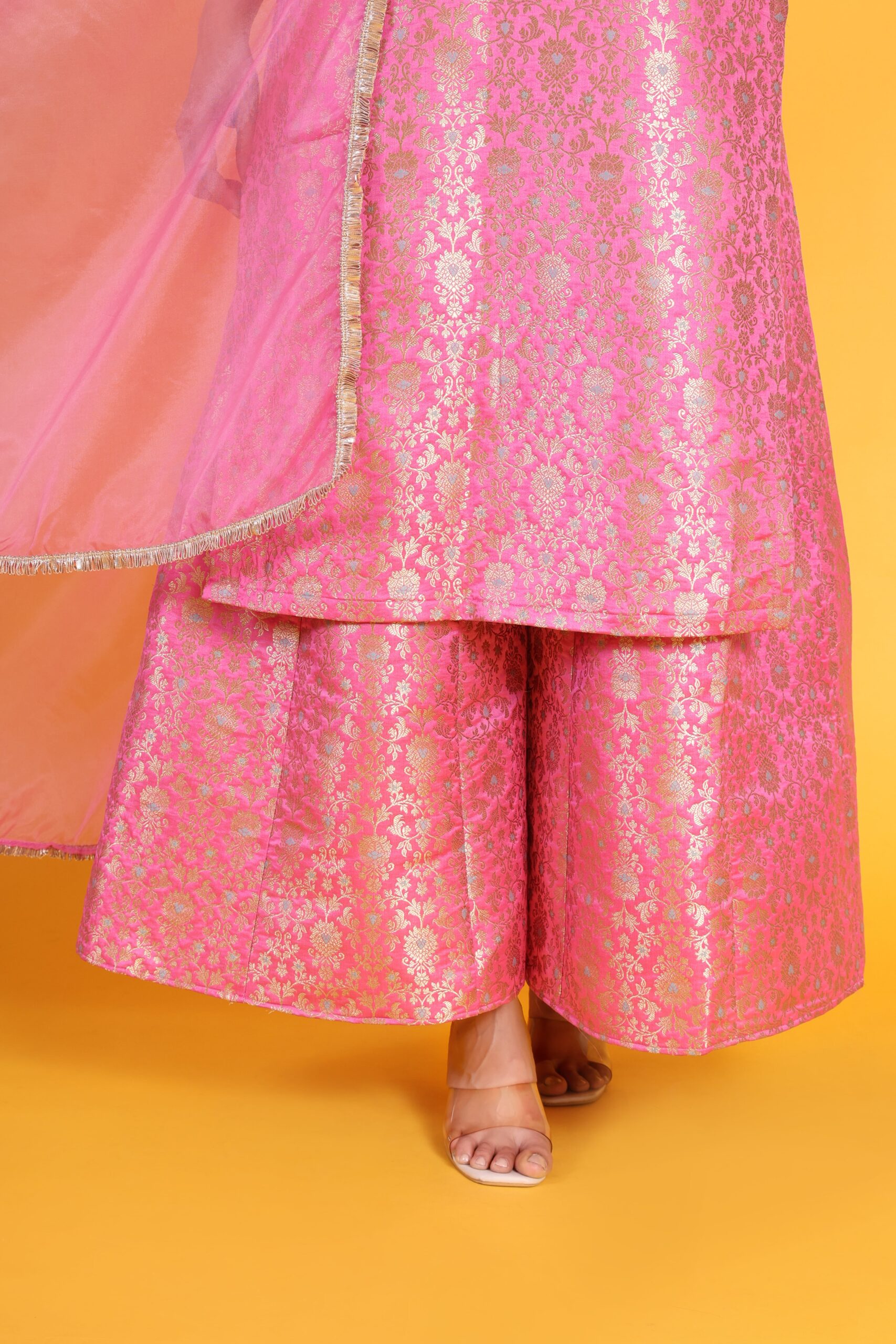 Banarasi Silk Kurta With Sharara image 6