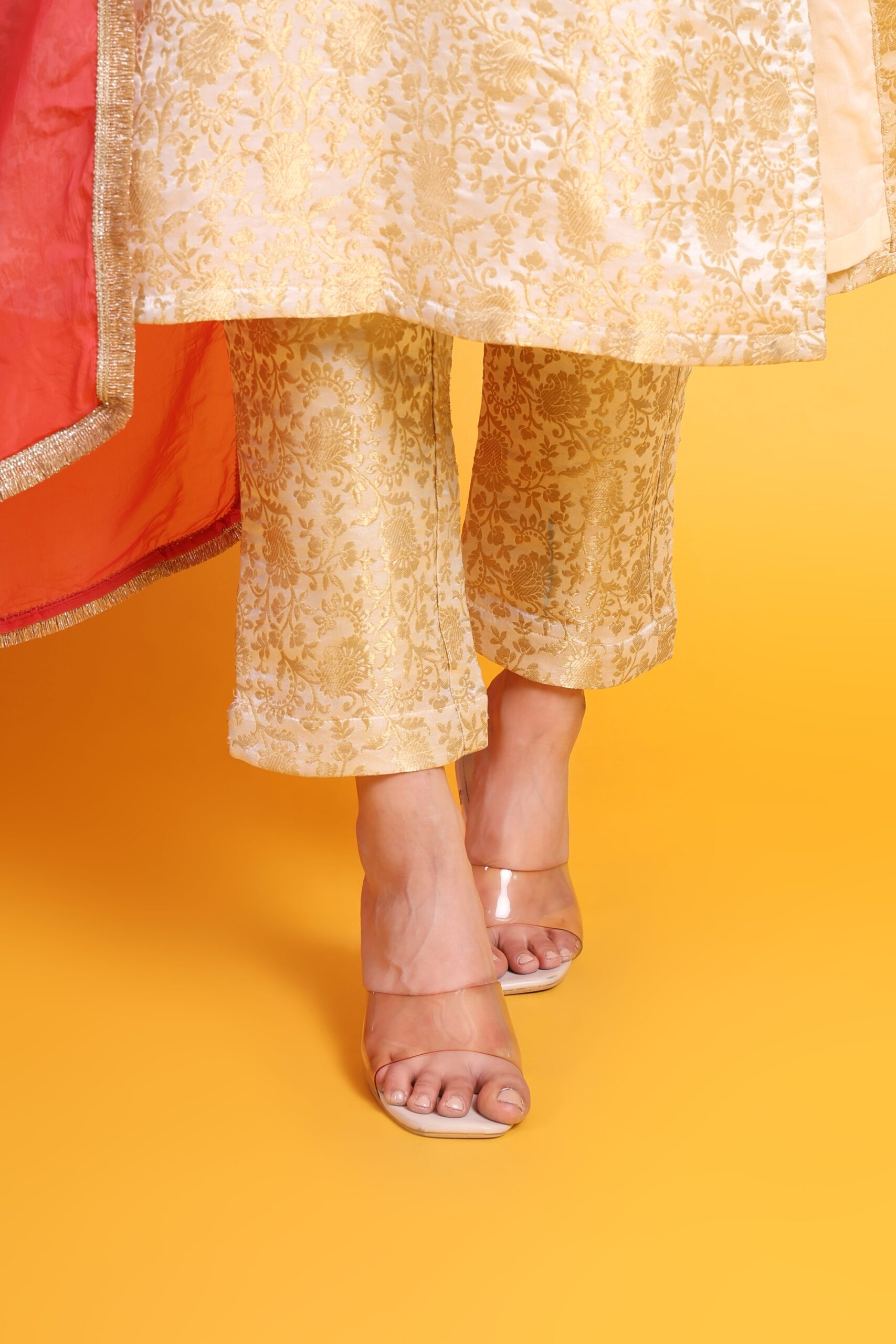 Banarasi Silk Kurta With Pant And Lace Work image 6