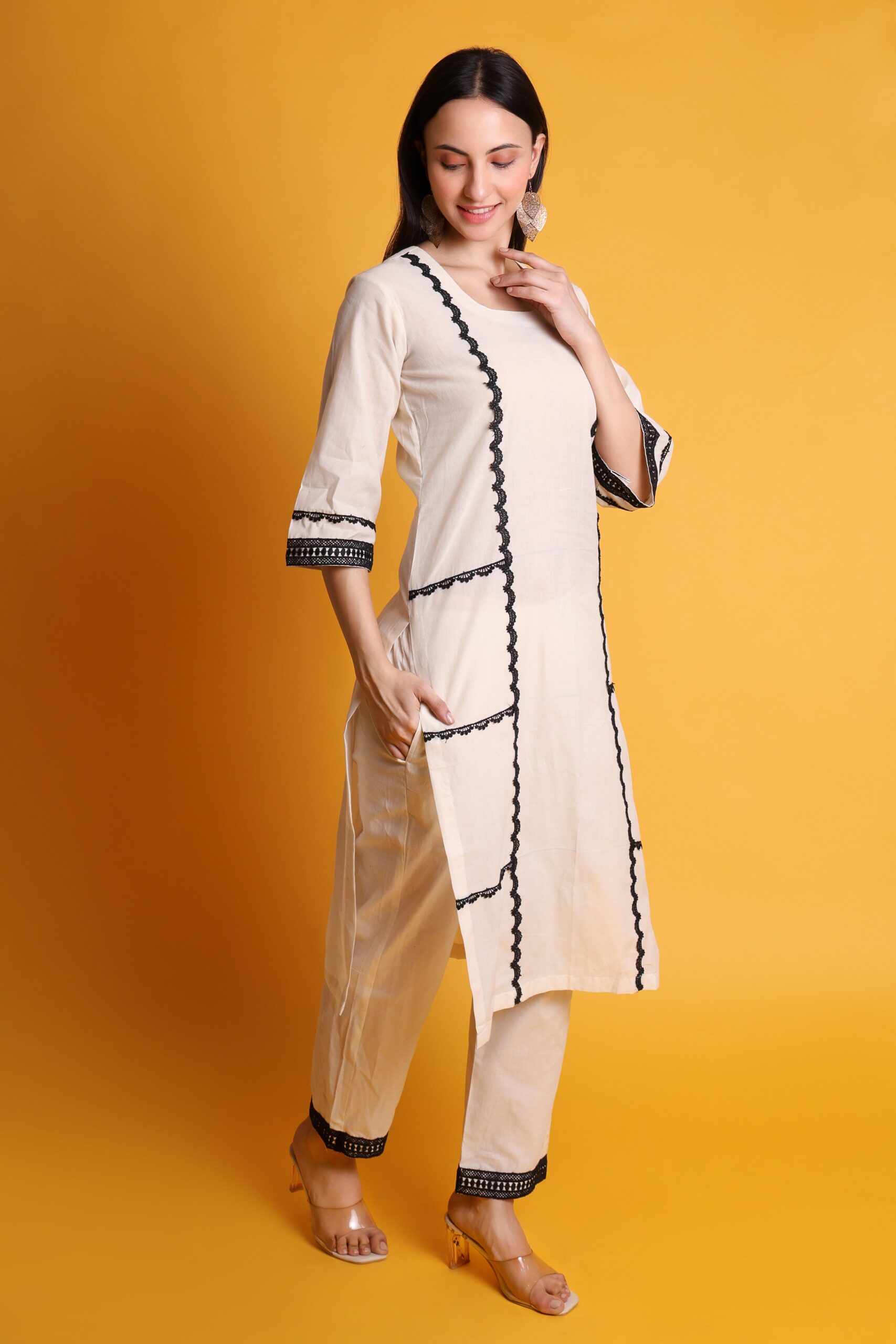 Cora Cotton Lace Work Kurta Set image 4