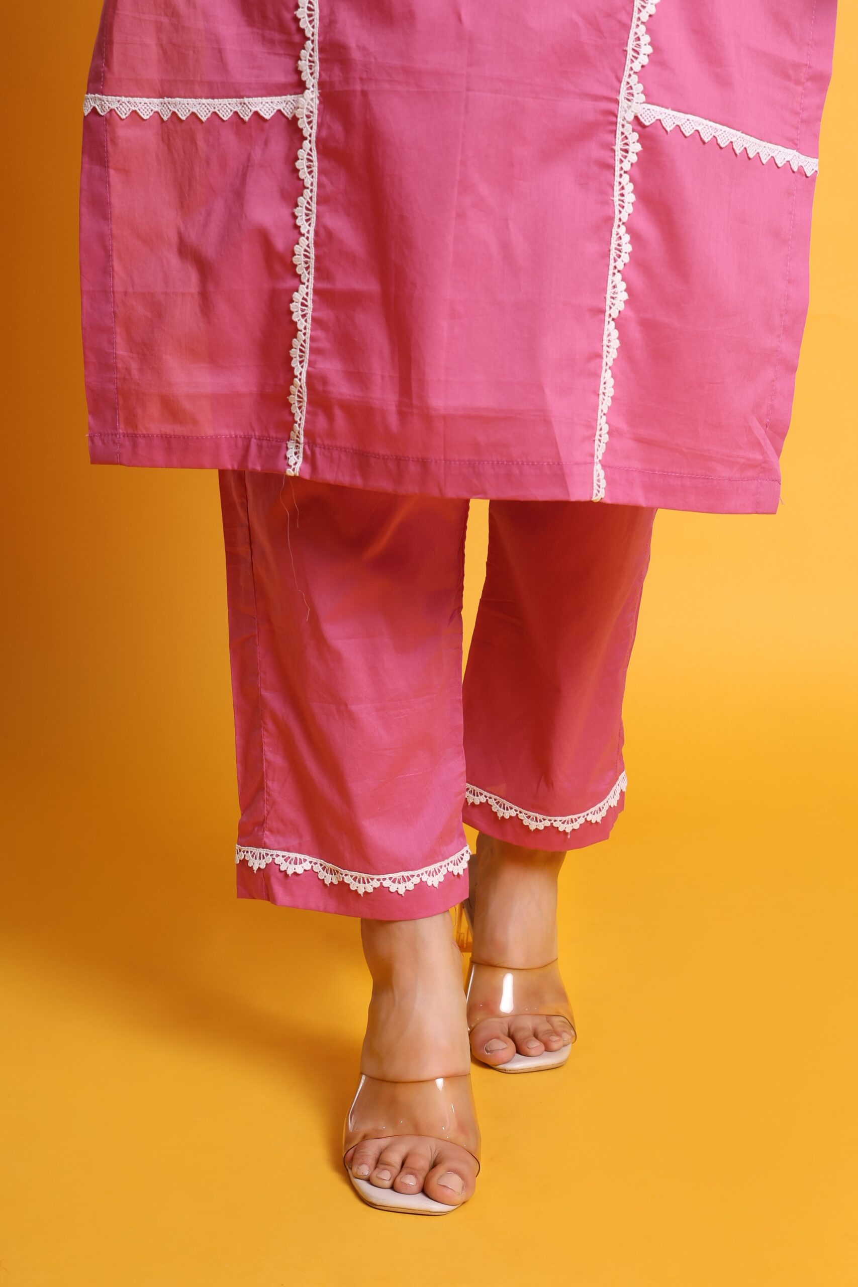 Pure Cotton Chicken Lace Work Kurta Set image 6