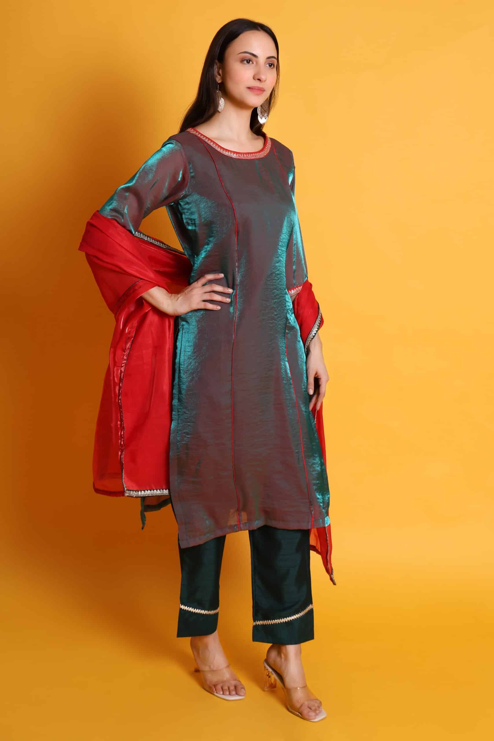 Tissue Organza Kurta Set With Organza Dupatta image 4