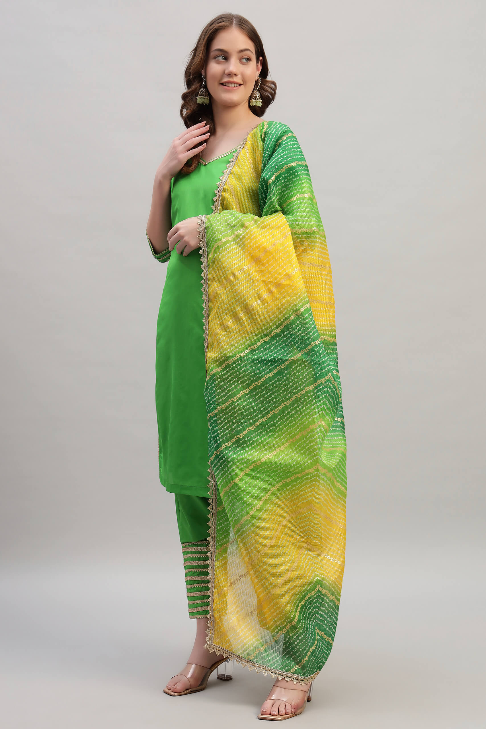 Silk Kurta Set With Kotadoria Dupatta image 5