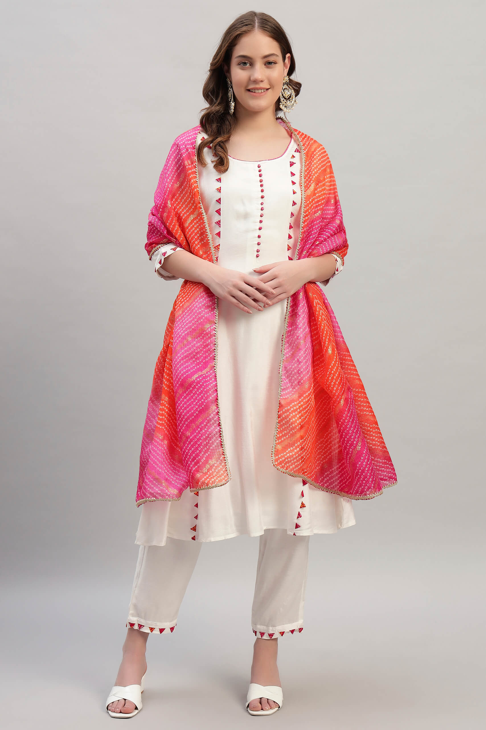 Dola Silk A-line Kurta Set With Kotadoria Dupatta image 5