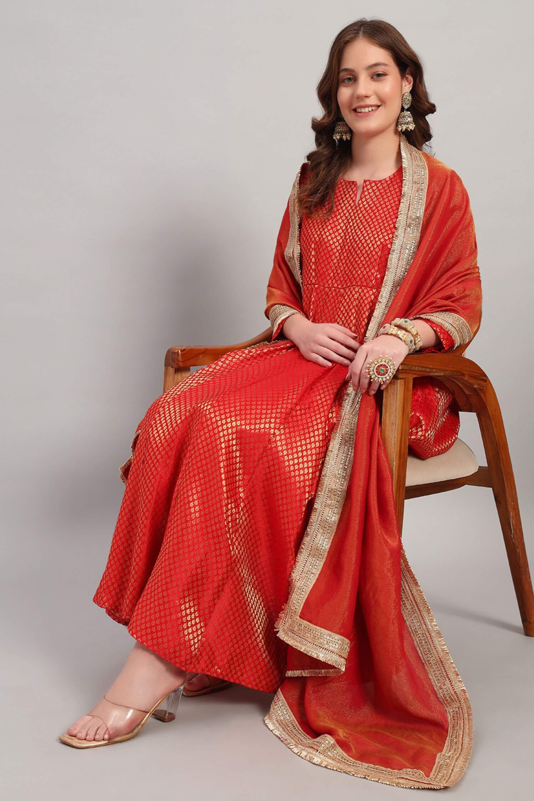 Banarasi Brocade Anarkali Kurta Set image 5