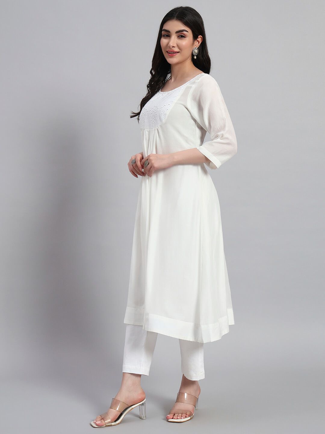 Muslin Cotton Gethered Kurta Set image 5