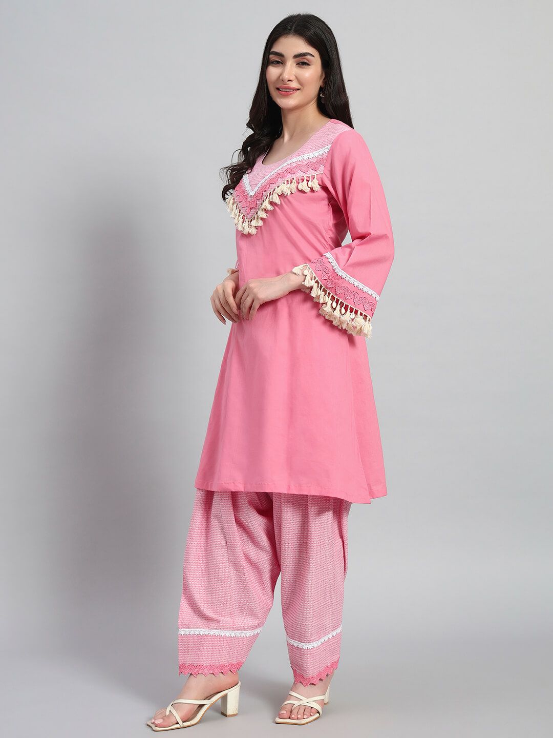 Cambric Cotton Kurta With Farsi Salwar image 5