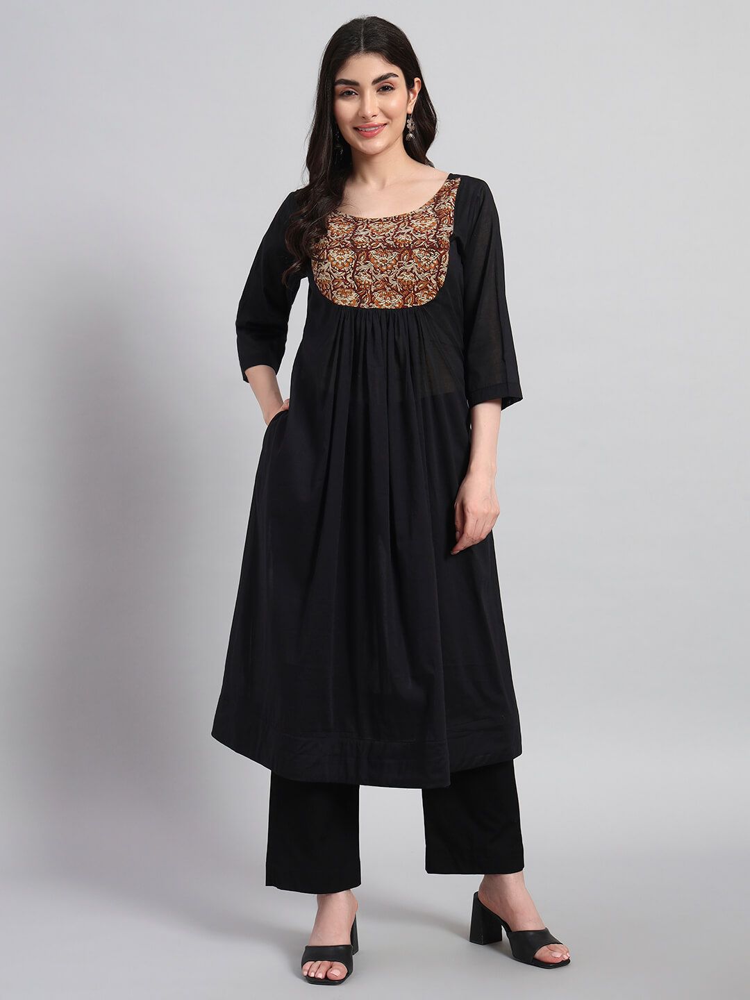 A-line Gethered Cotton Kurta Set image 4
