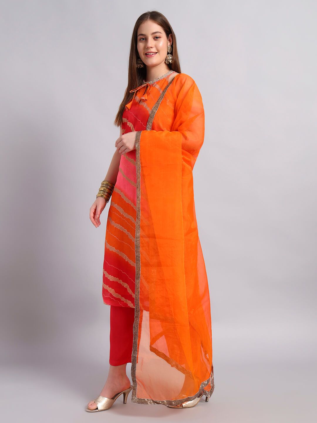 Kotadoria Leheria Kurta Set With Organza Dupatta image 5