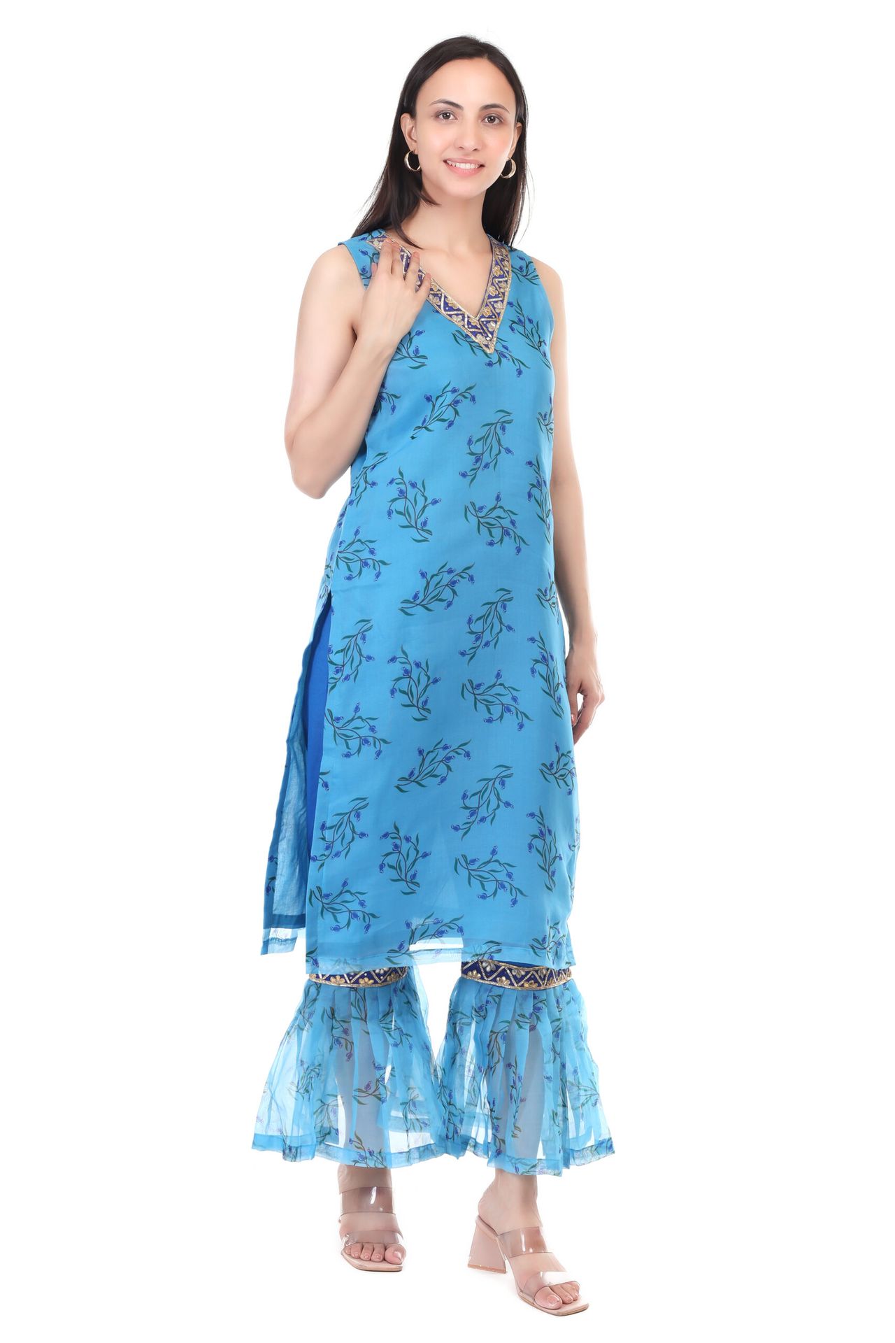 Orgenzza Sleeveless Kurta With Sharara Pant image 4