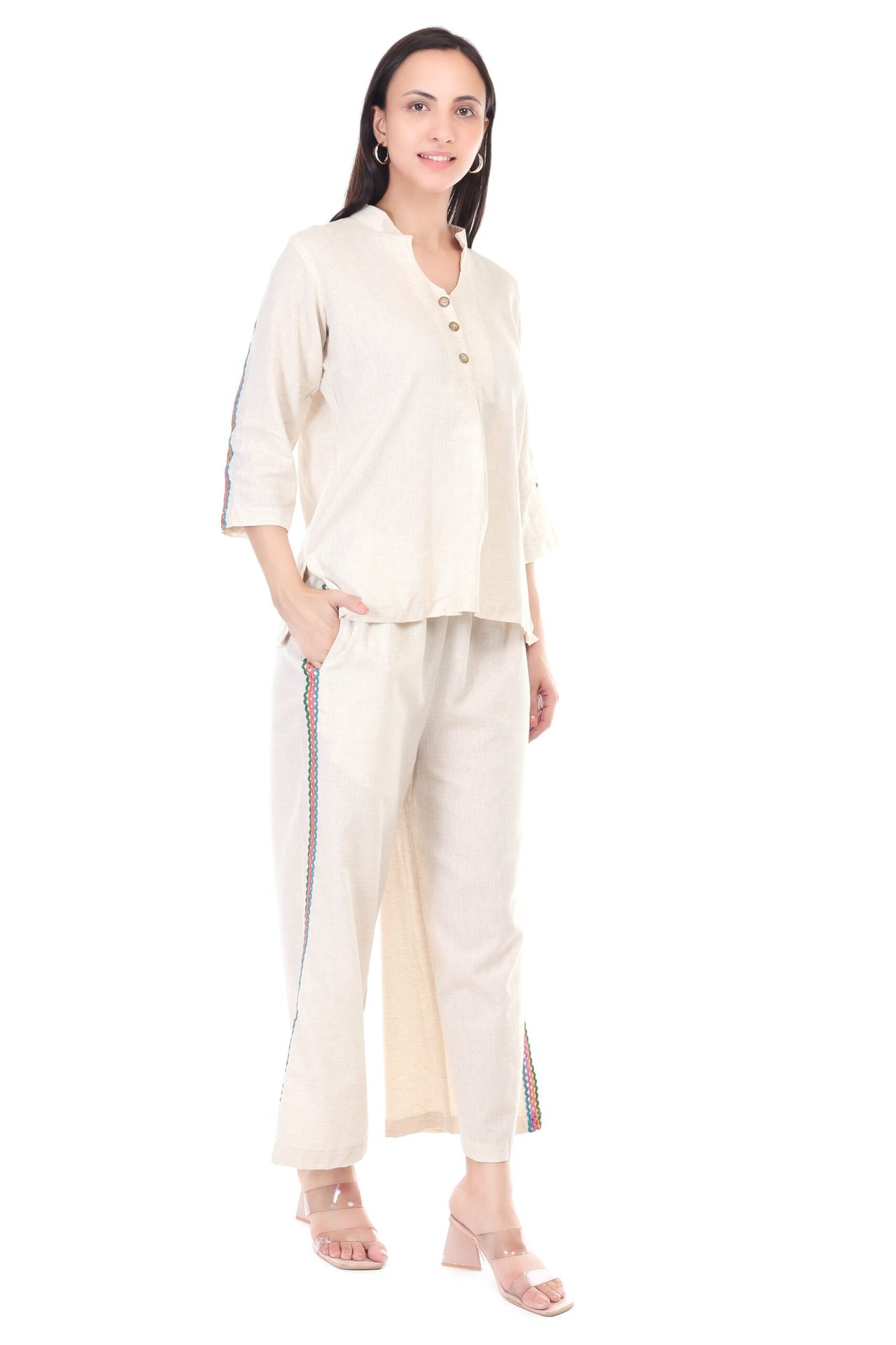 Cotton Flex Coord Set With Chicken Lace image 4