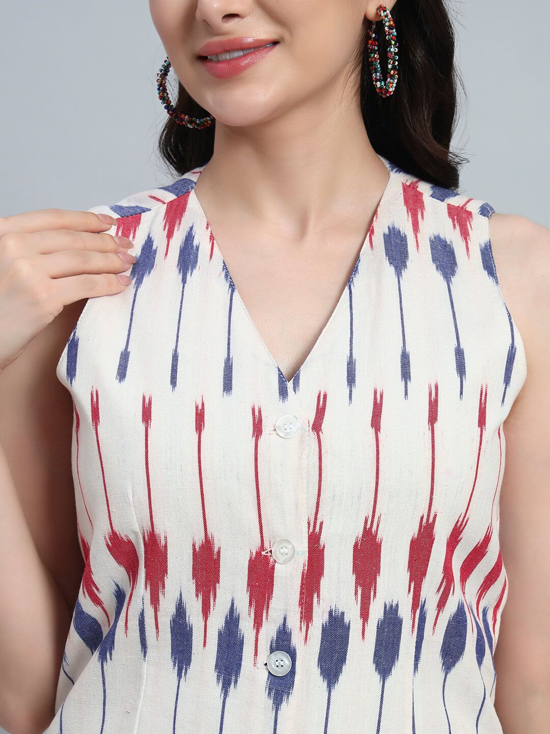 Cotton Ikat Basket Top With Pant image 7