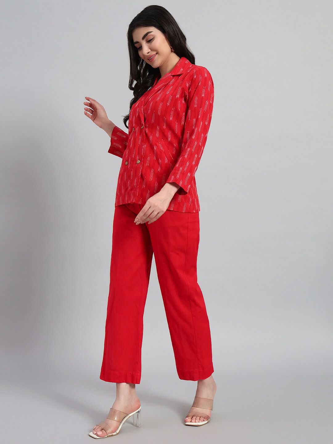 Ikat Cotton Coat Top With Pant image 5