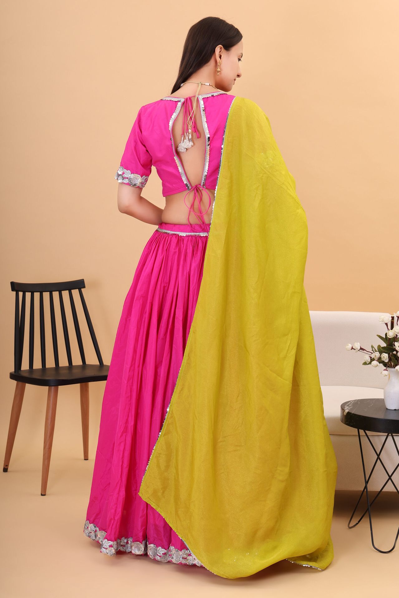 Pink Silk Lehanga With Tissue Silk Dupatta image 4