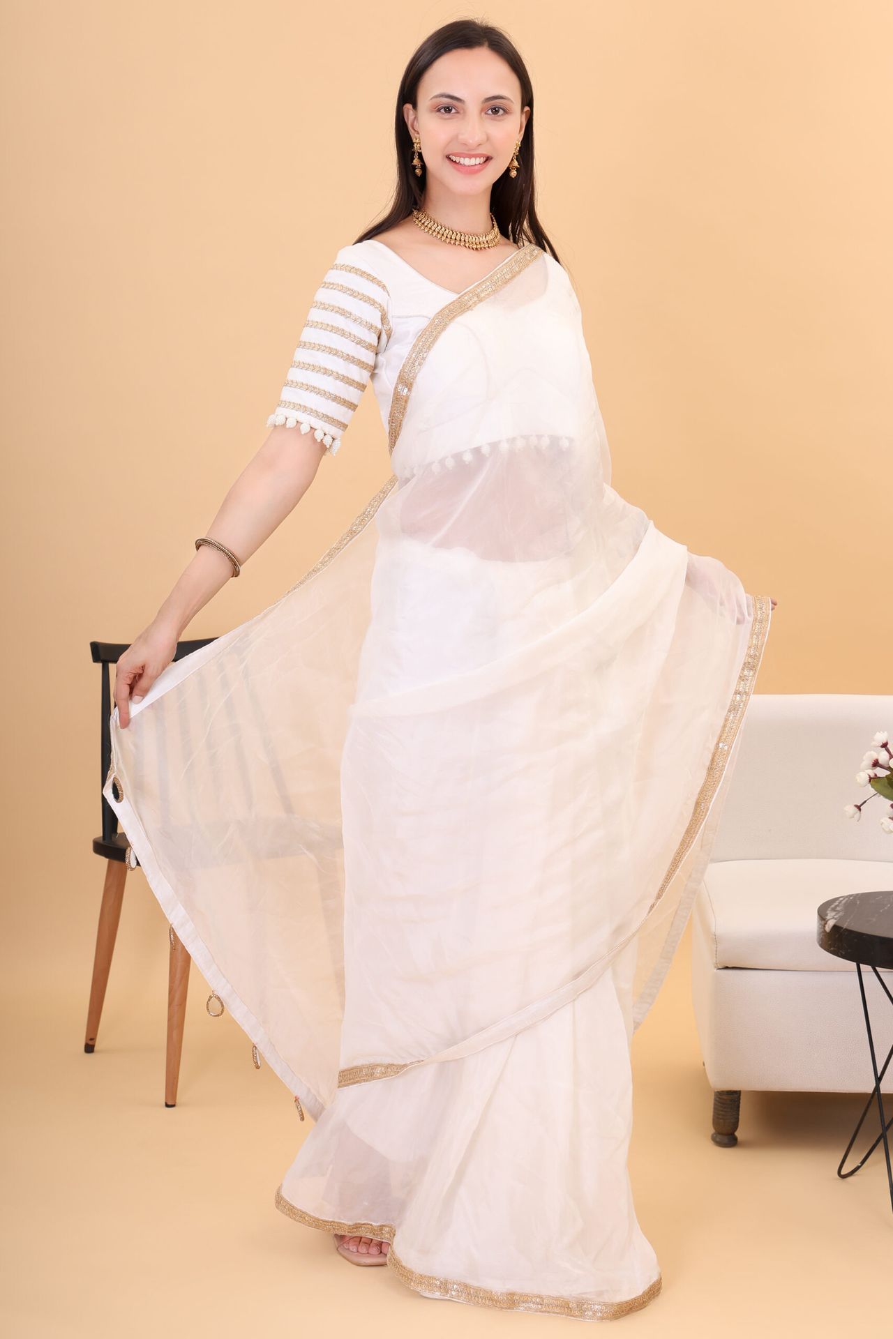 Orgenzza Saree With Silk Padded Blouse image 4