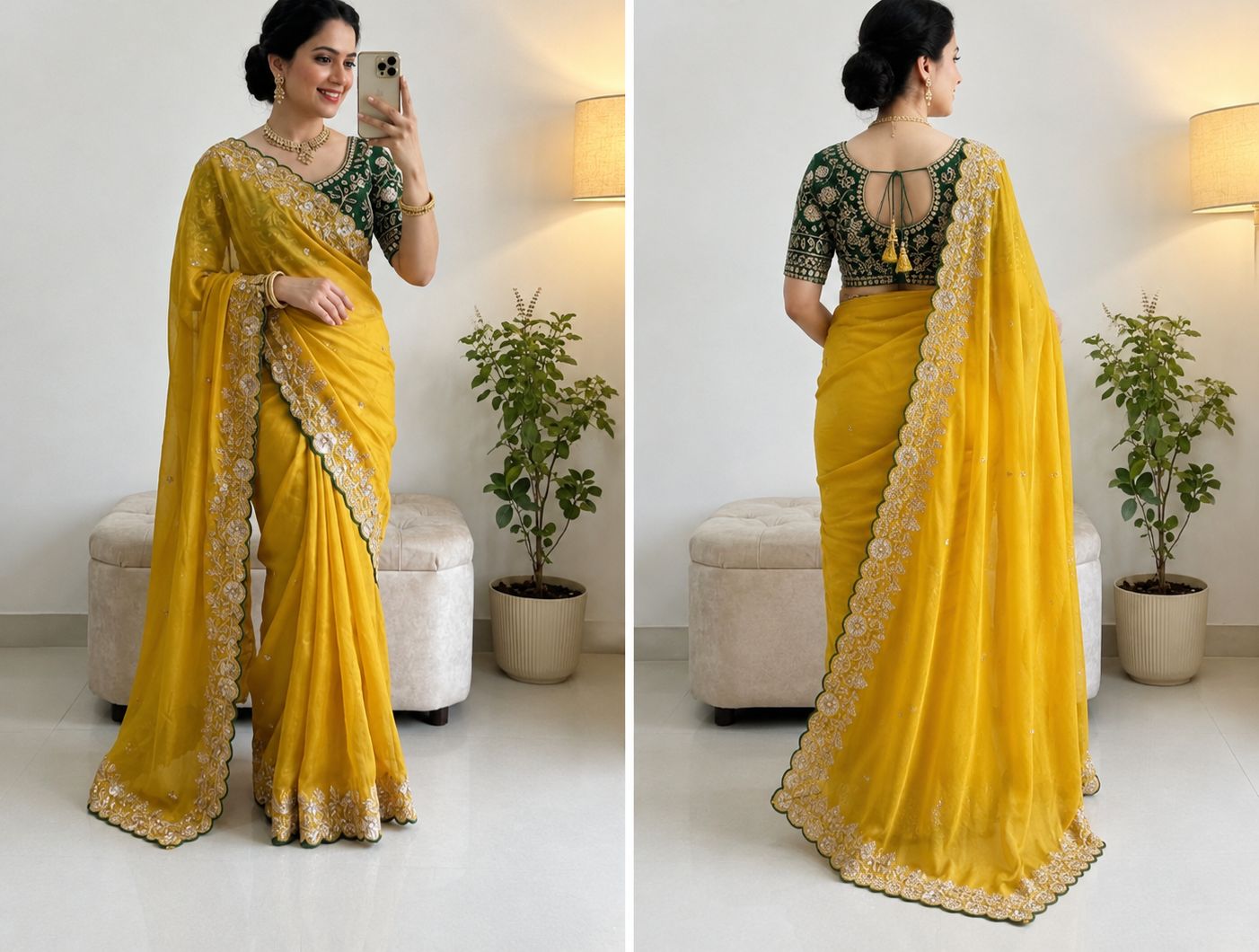 Yellow Georgette Saree