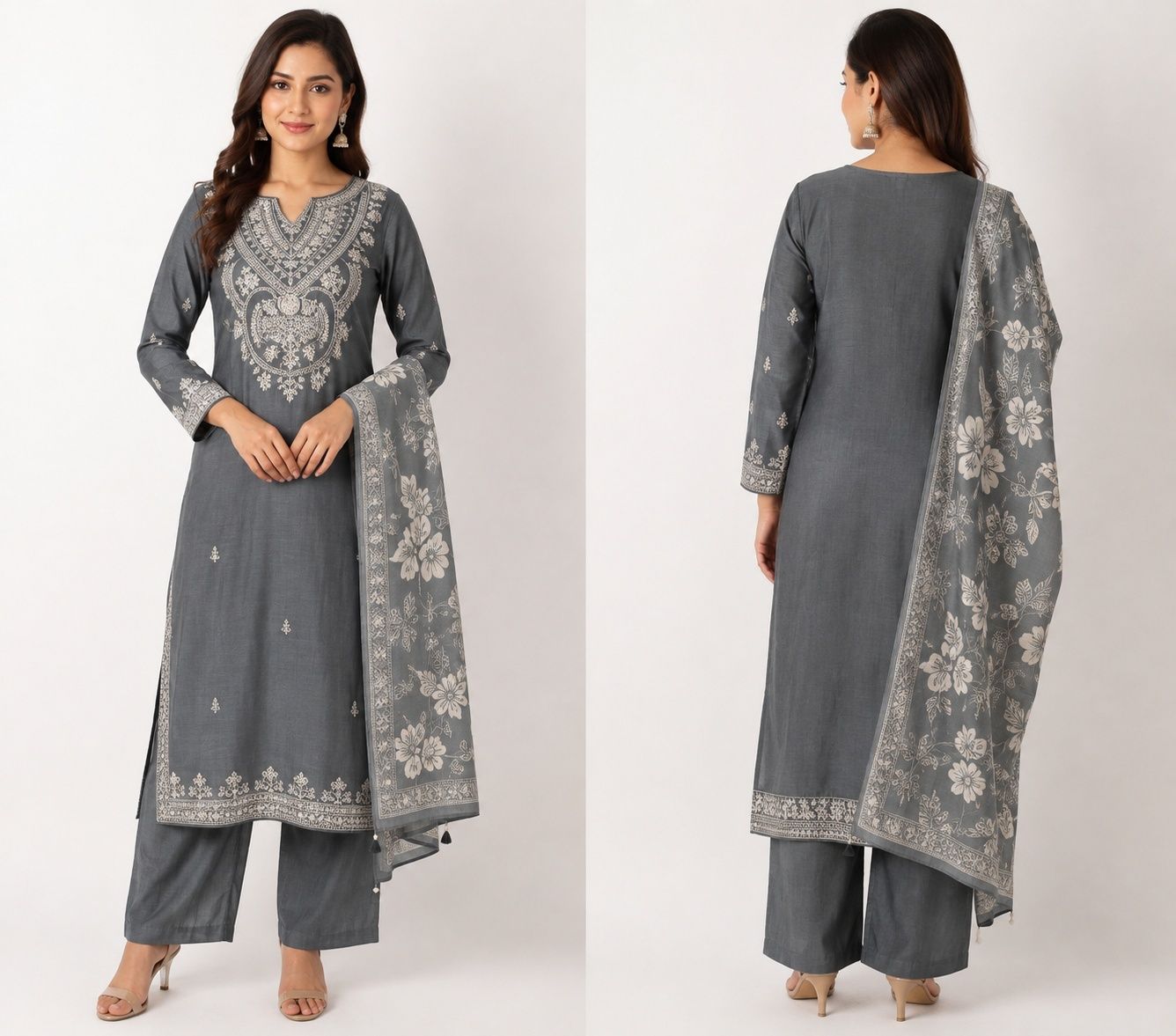 Green Cotton Kurti Set With Dupatta image 2