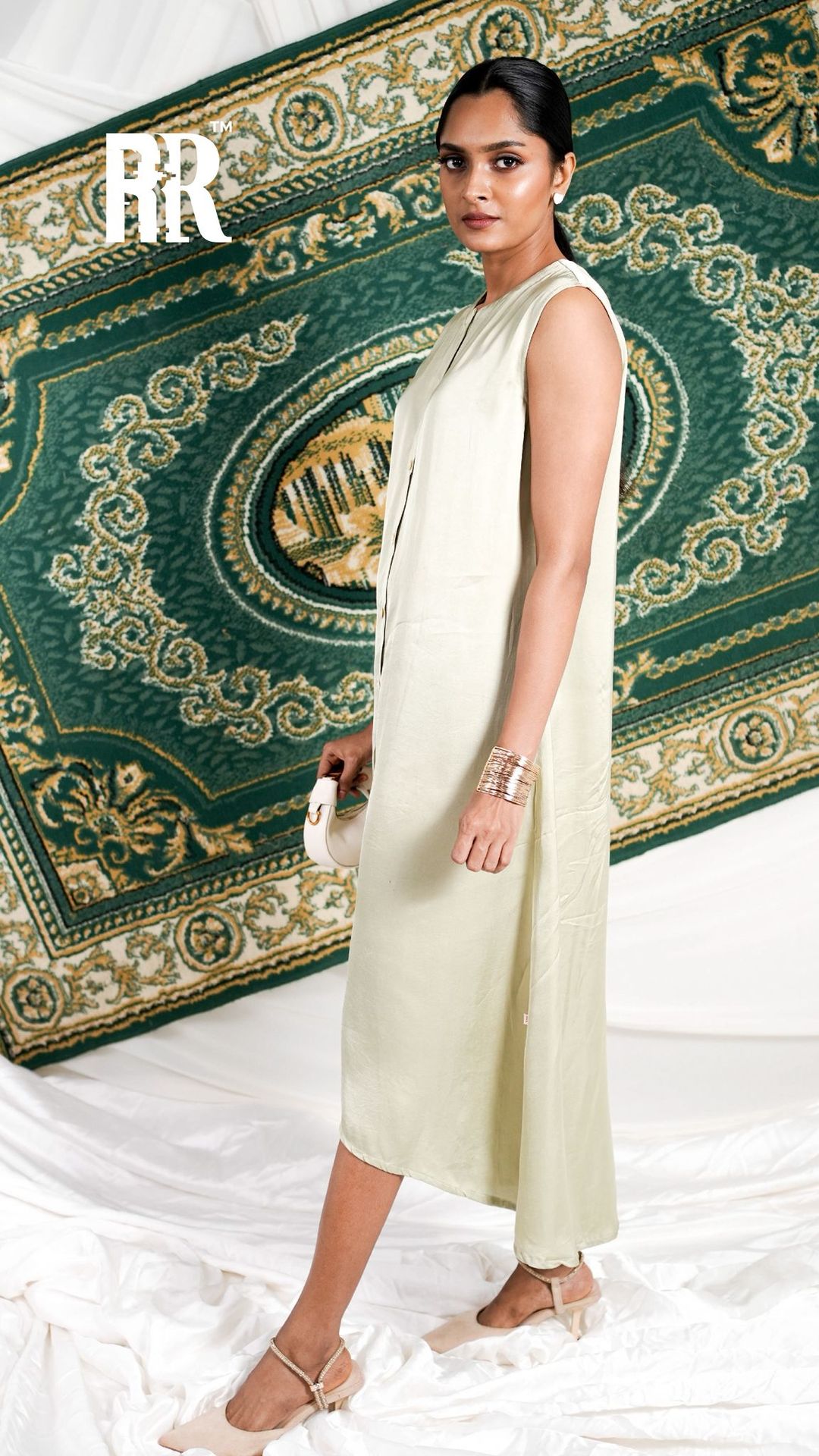 Teal Green Front Open Dress. image 3