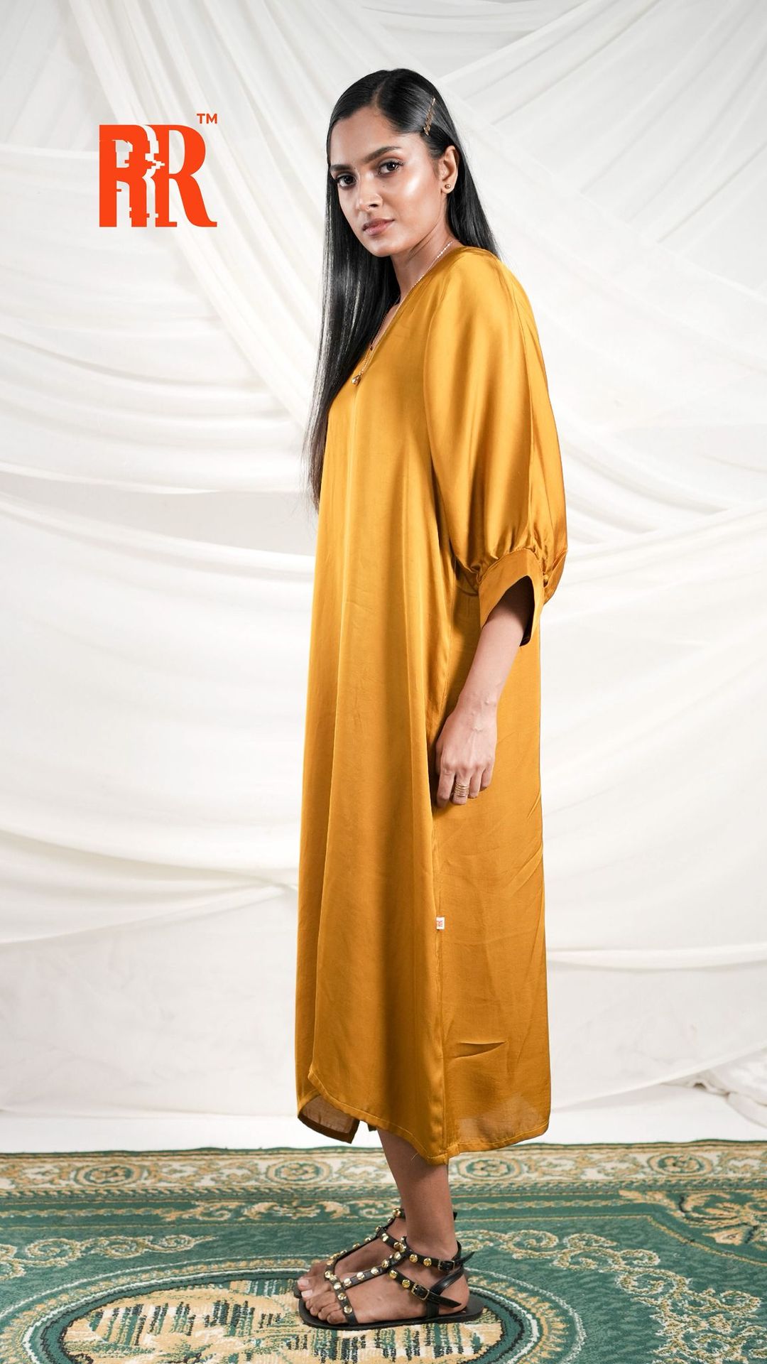 Mustard Yellow Balloon Sleeve Dress. image 2