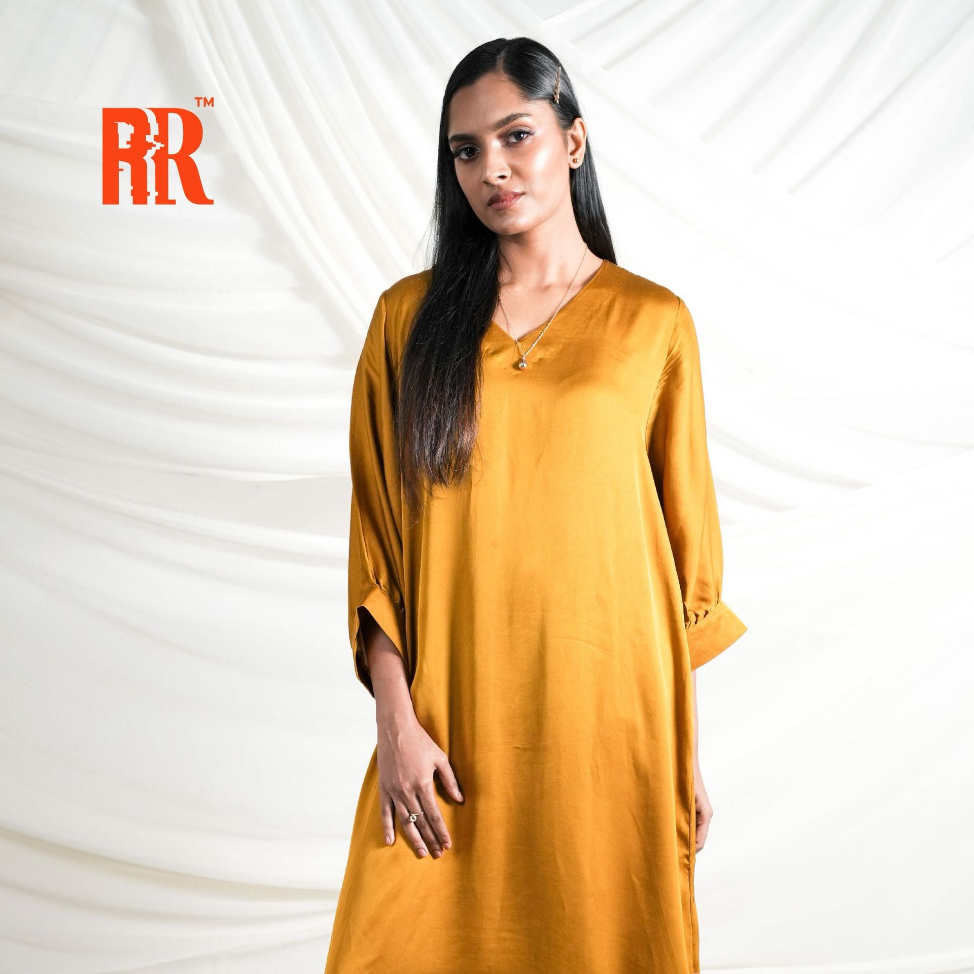 Mustard Yellow Balloon Sleeve Dress. image 3