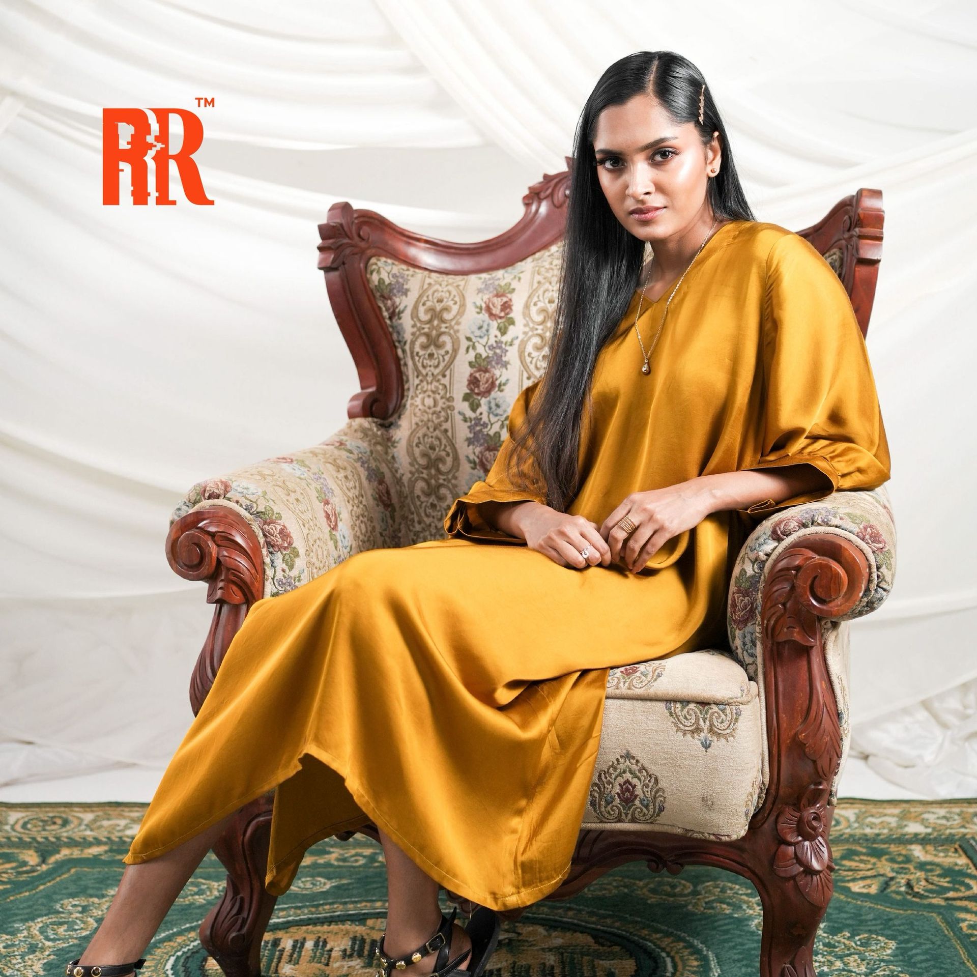 Mustard Yellow Balloon Sleeve Dress. image 5