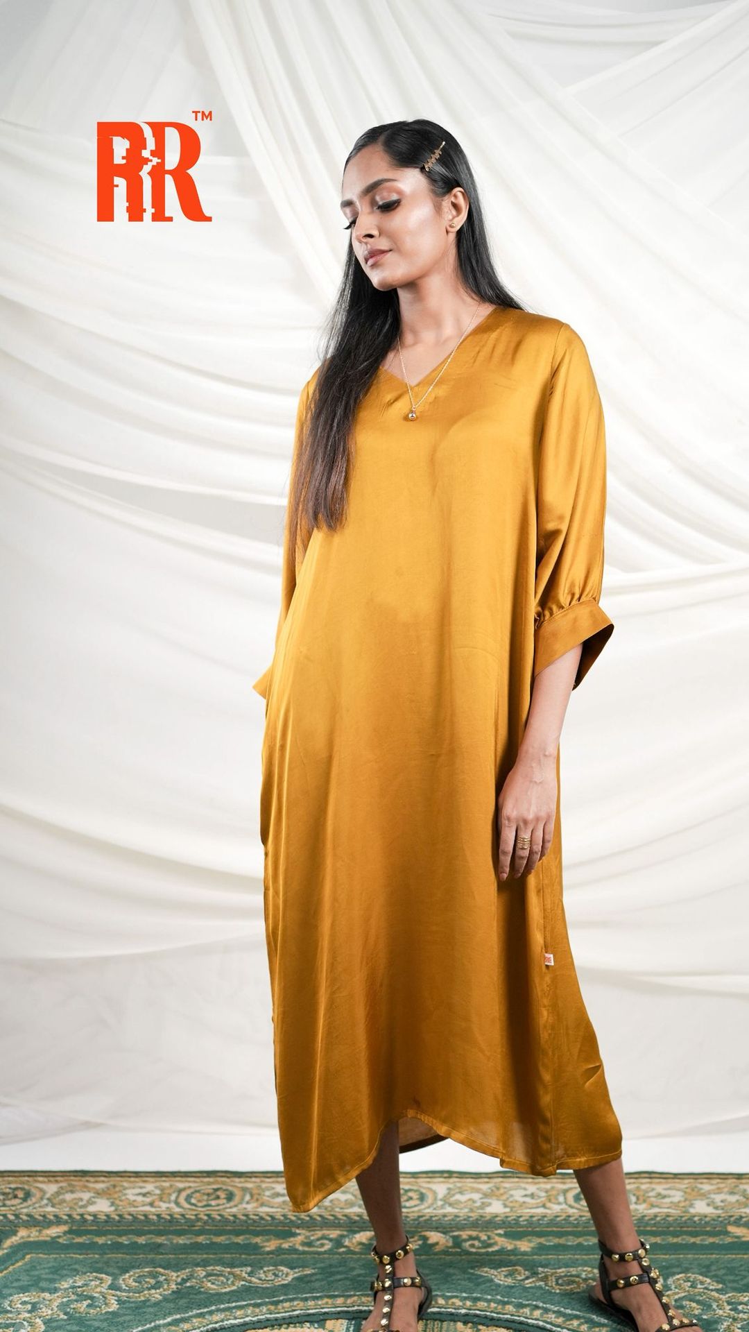 Mustard Yellow Balloon Sleeve Dress. image 6