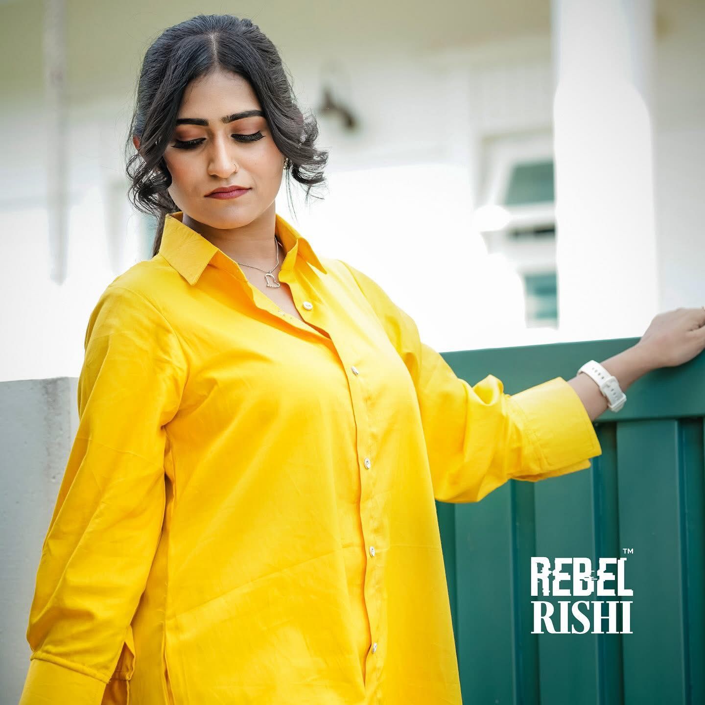 Solid Yellow Collar Dress image 3