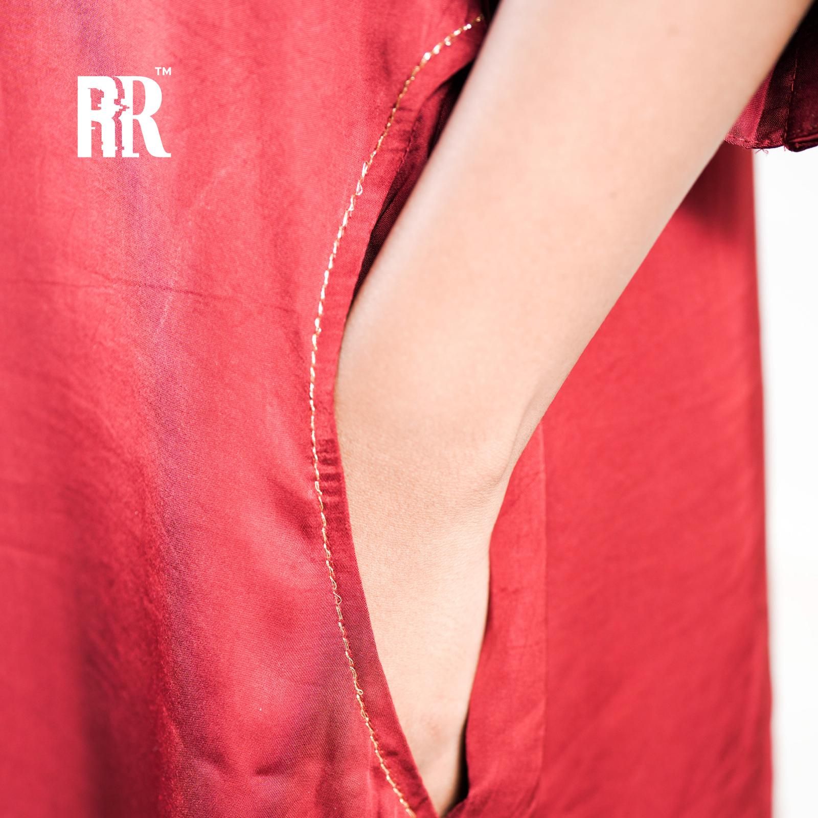 Maroon Red Modal Loose-fit Dress image 4