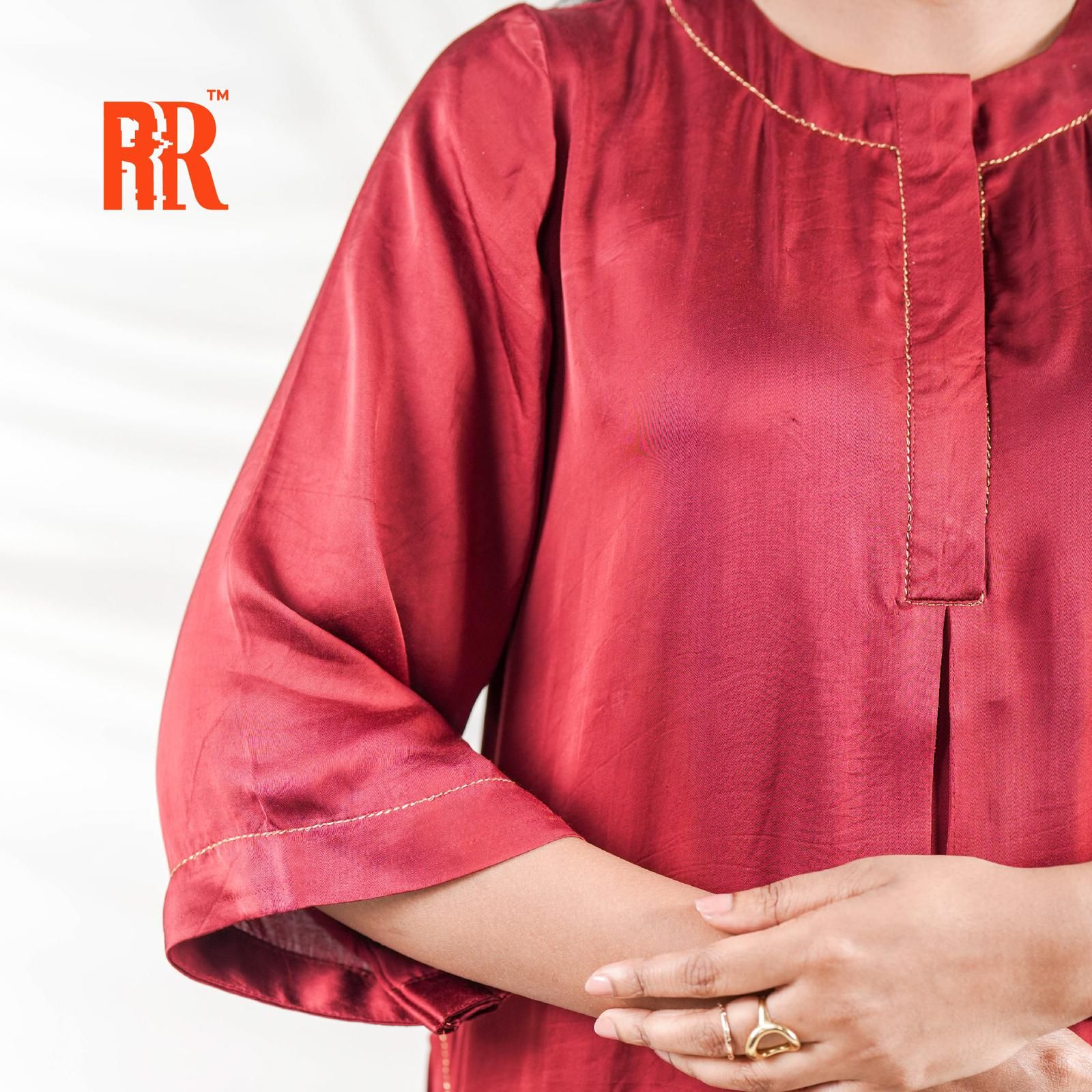 Maroon Red Modal Loose-fit Dress image 6