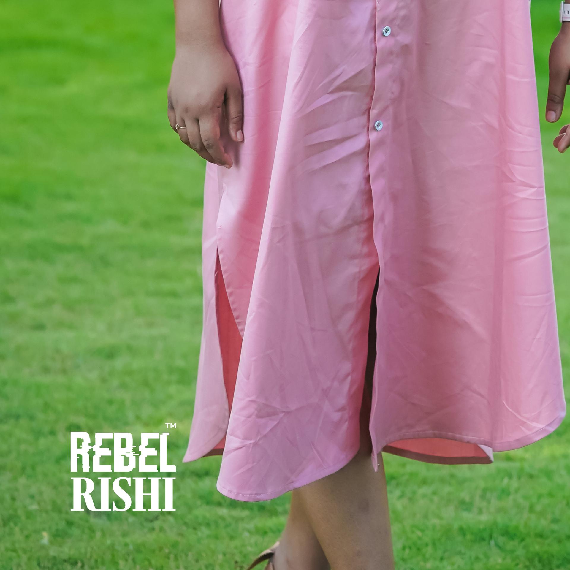 Dusty Pink Solid Colour Dress image 3