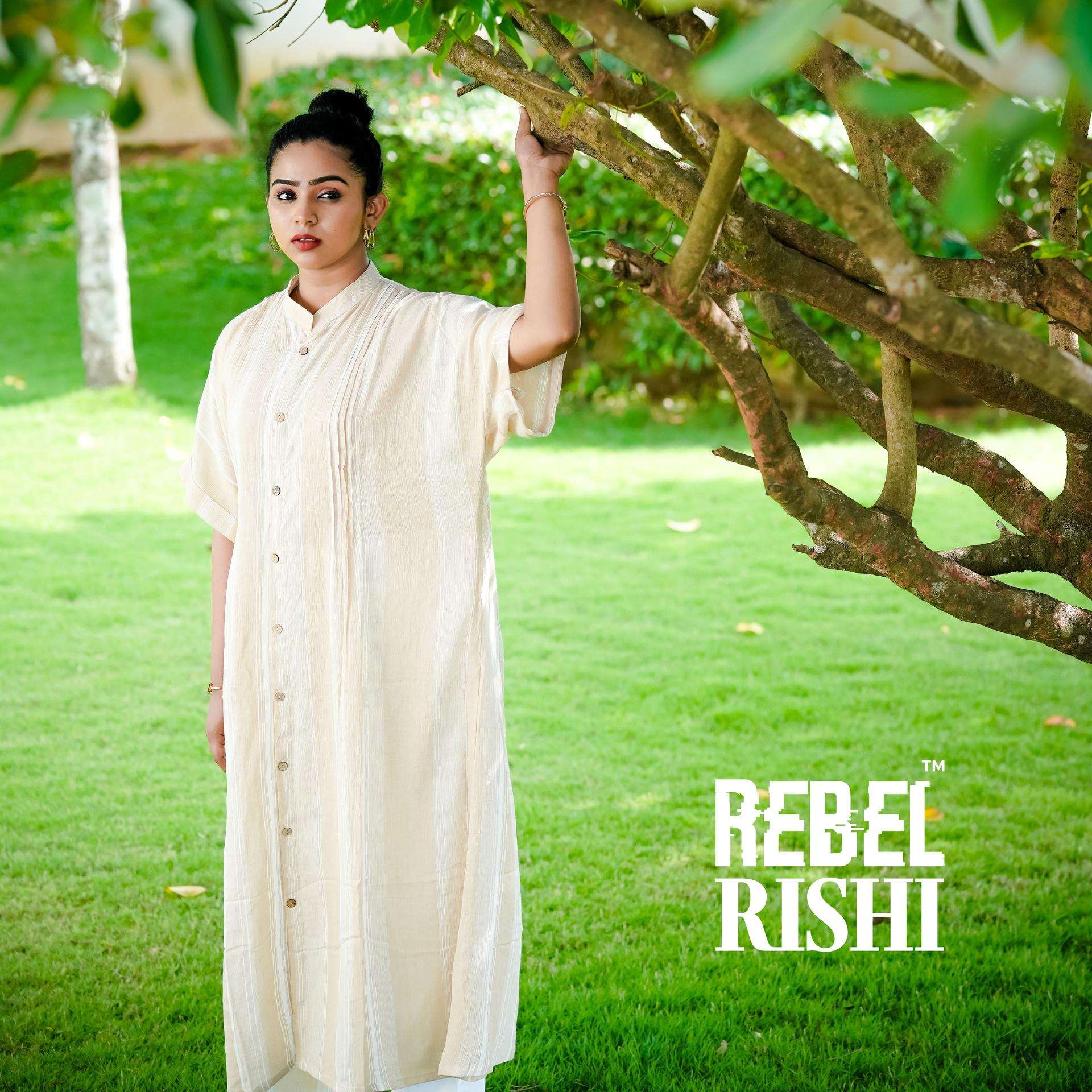 Pleated Beige Dress