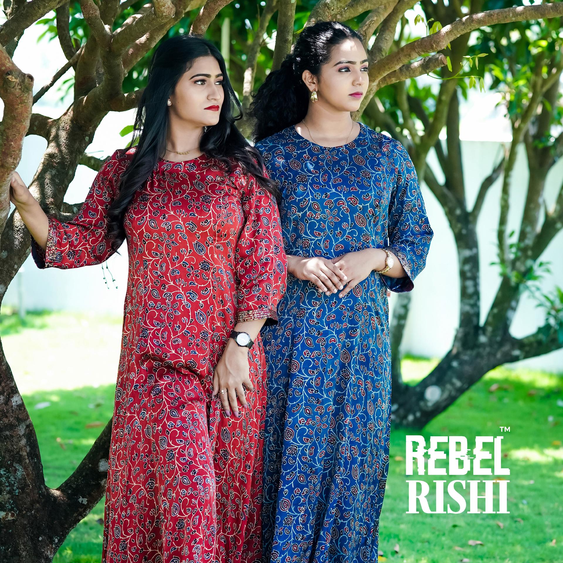 Jewel Neck Modal Silk Blue Kurta image 2