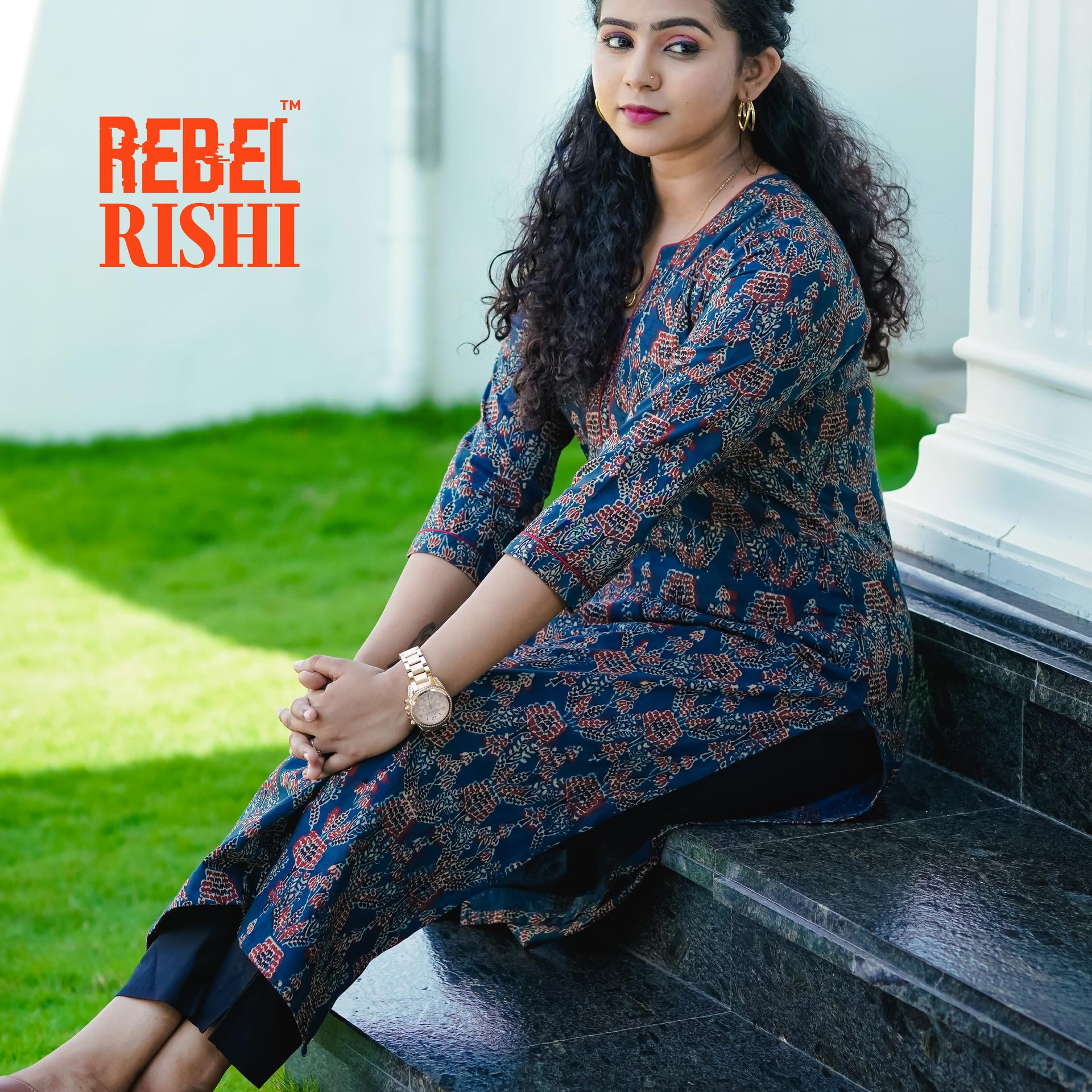 Blue Ajrakh Print Kurta image 2