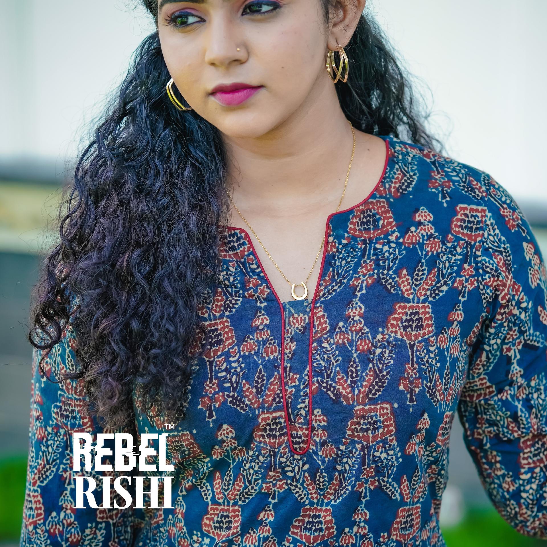 Blue Ajrakh Print Kurta image 4