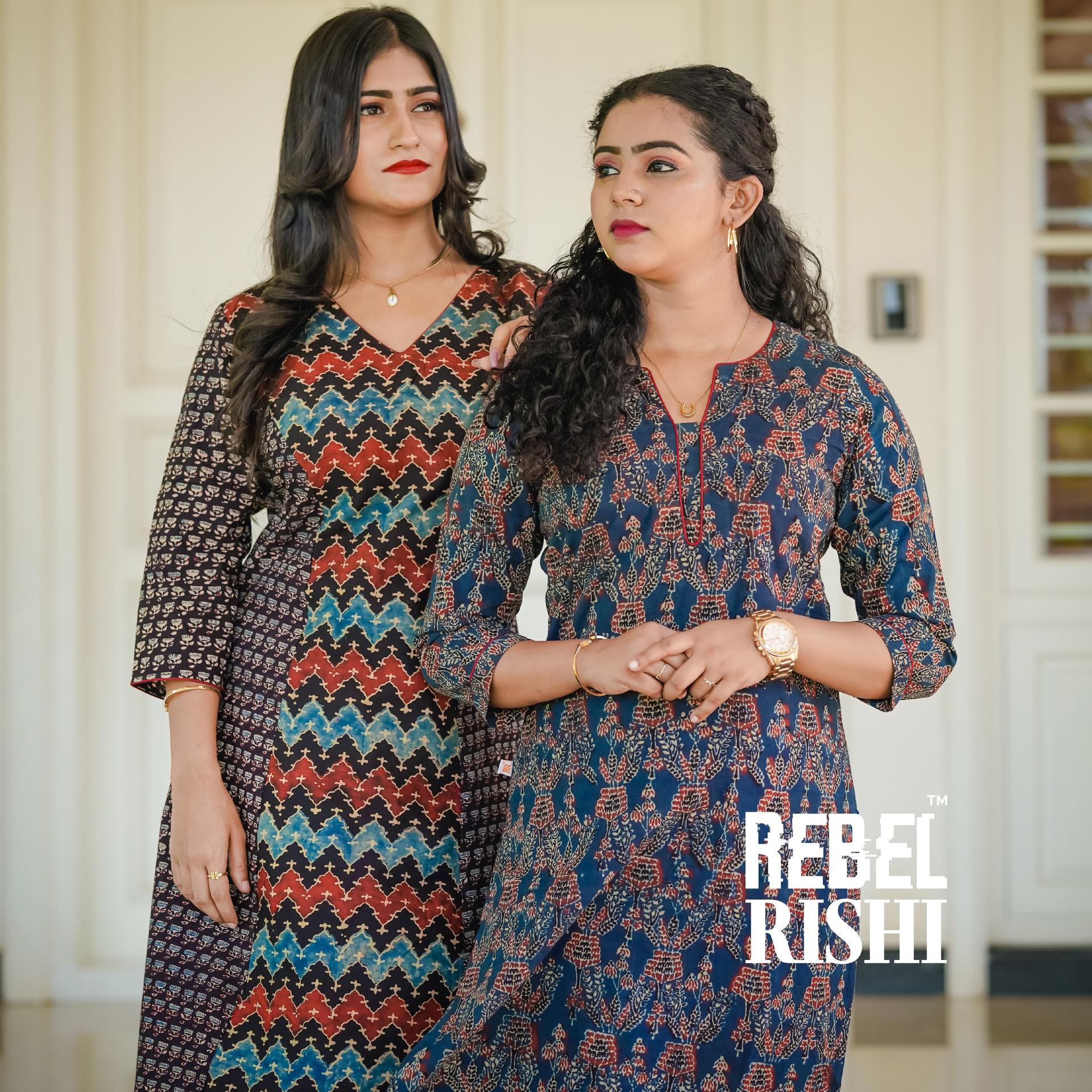 Blue Ajrakh Print Kurta image 5
