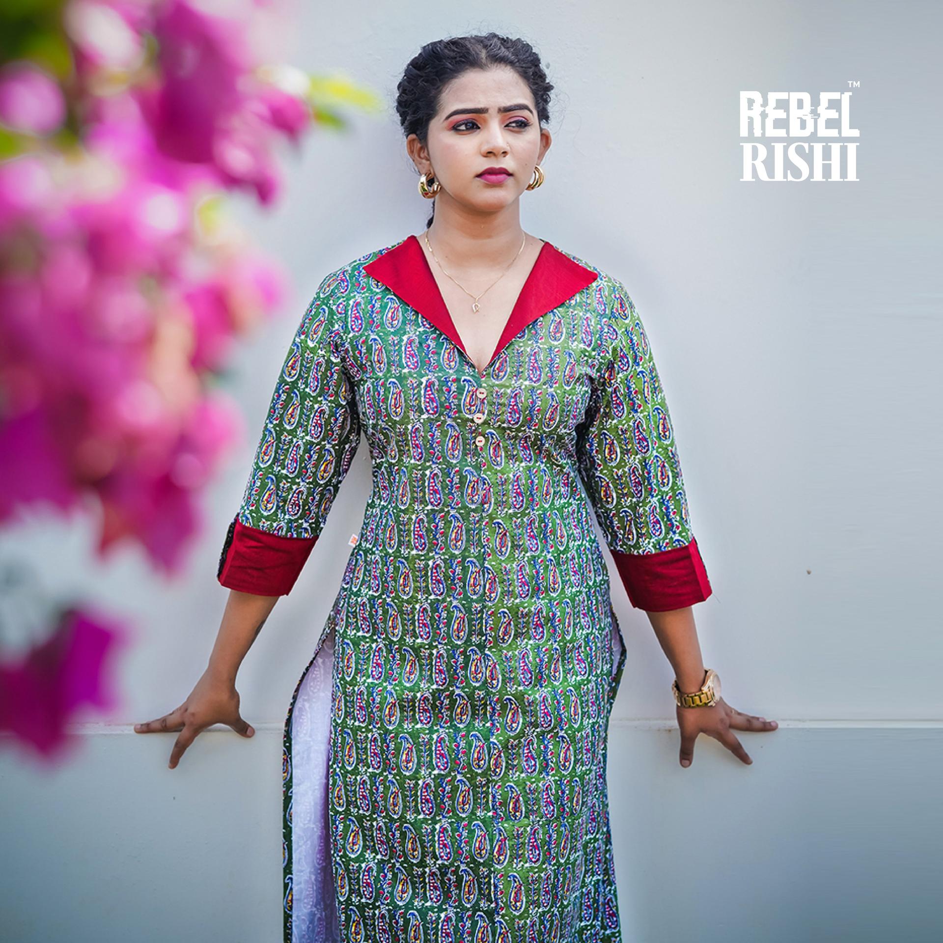 Green Paisley Print Kurta