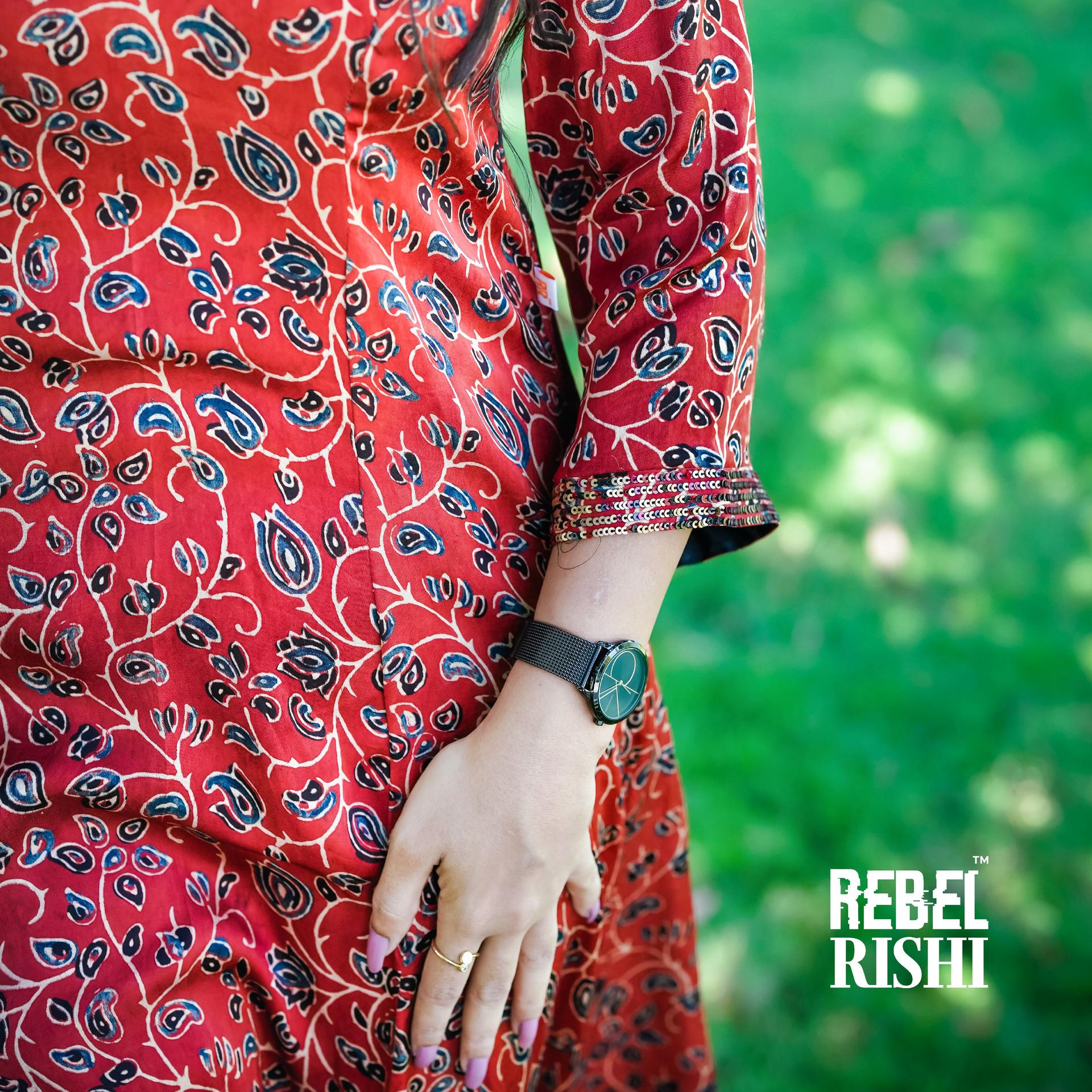 Jewel Neck Modal Silk Red Kurta image 3