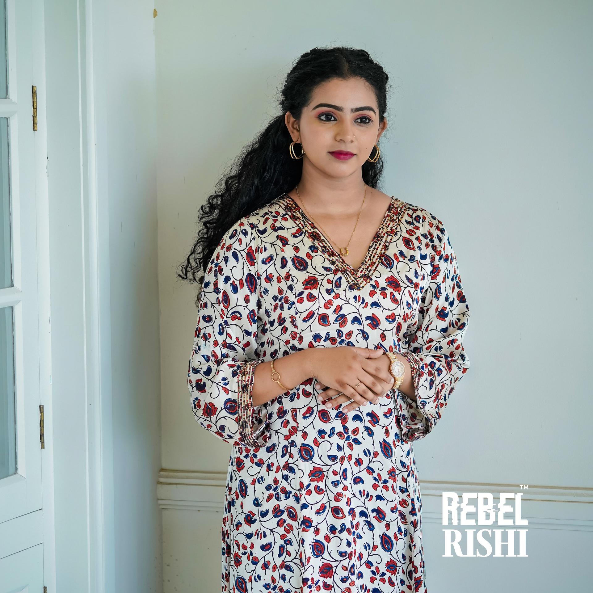 White Modal Silk Flared Kurta image 2