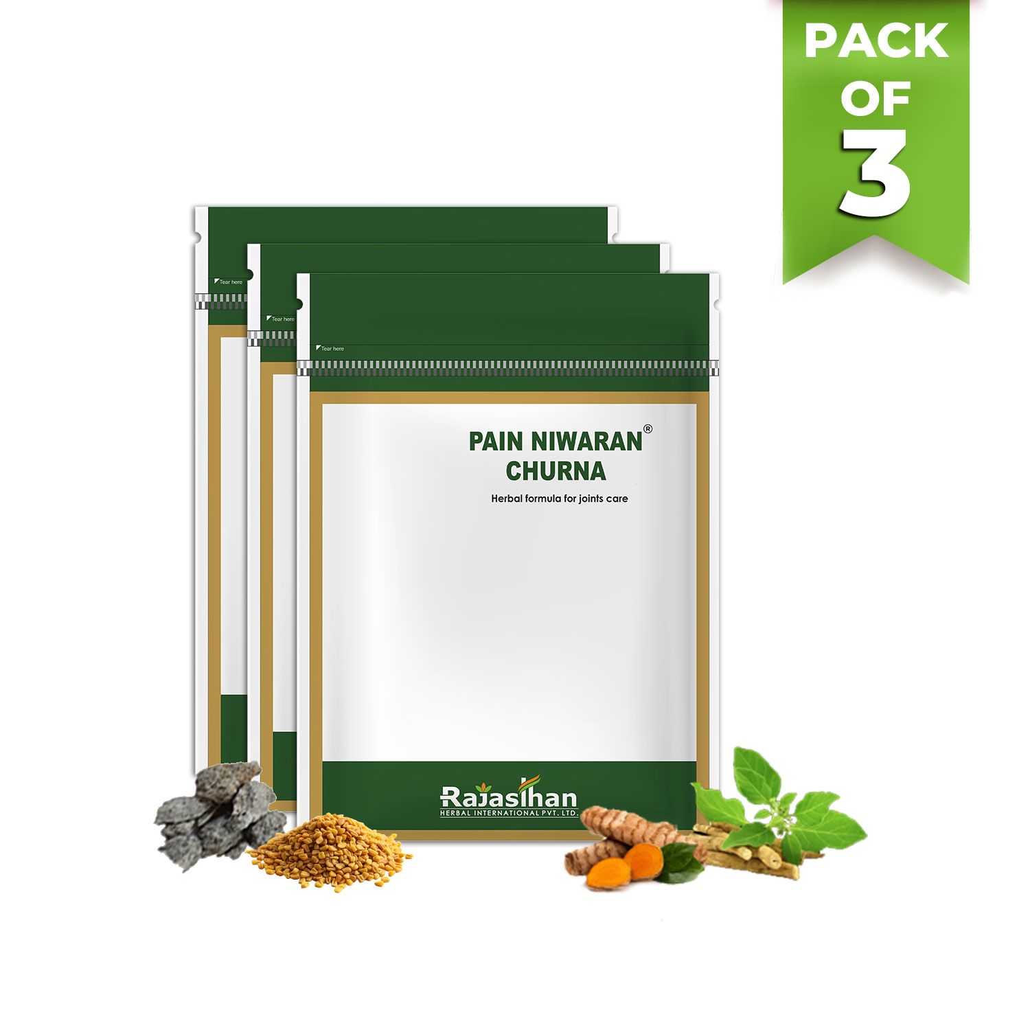 Pain Niwaran Churna By Rajasthan Aushdhalaya For Joint, Pain & Arthritis 135GM Set Of 3