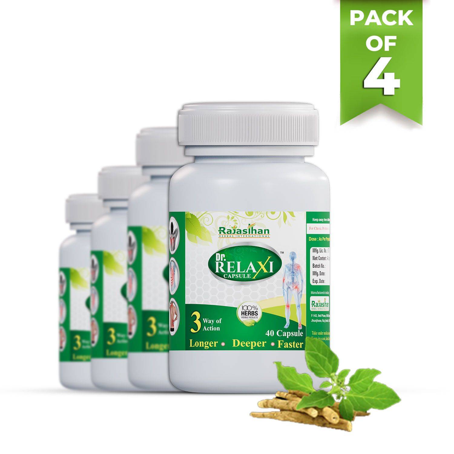 Dr. Relaxi Rajasthan Herbal Dr Relaxi 40 Capsule (PACK Of 4)