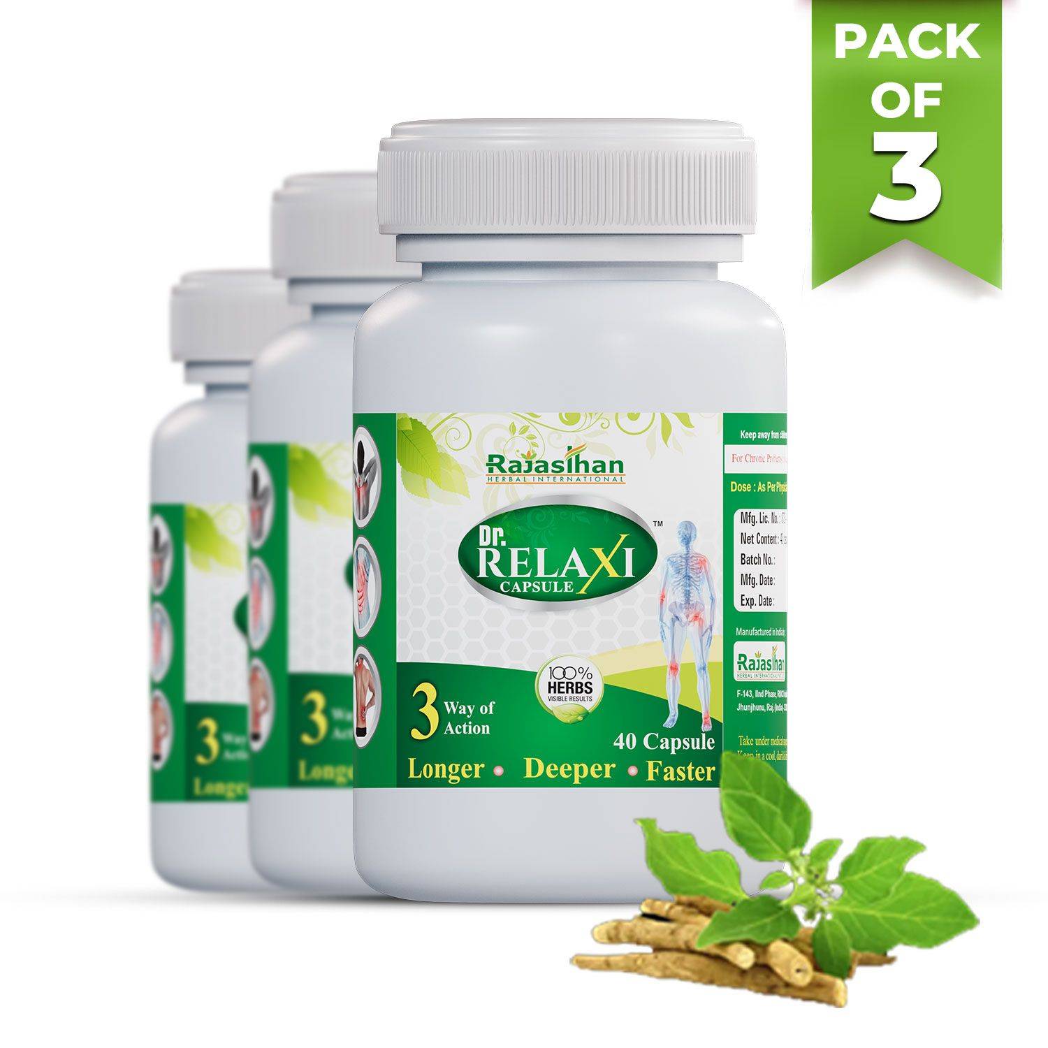 Dr. Relaxi Rajasthan Herbal Dr Relaxi 40 Capsule (PACK Of 3)