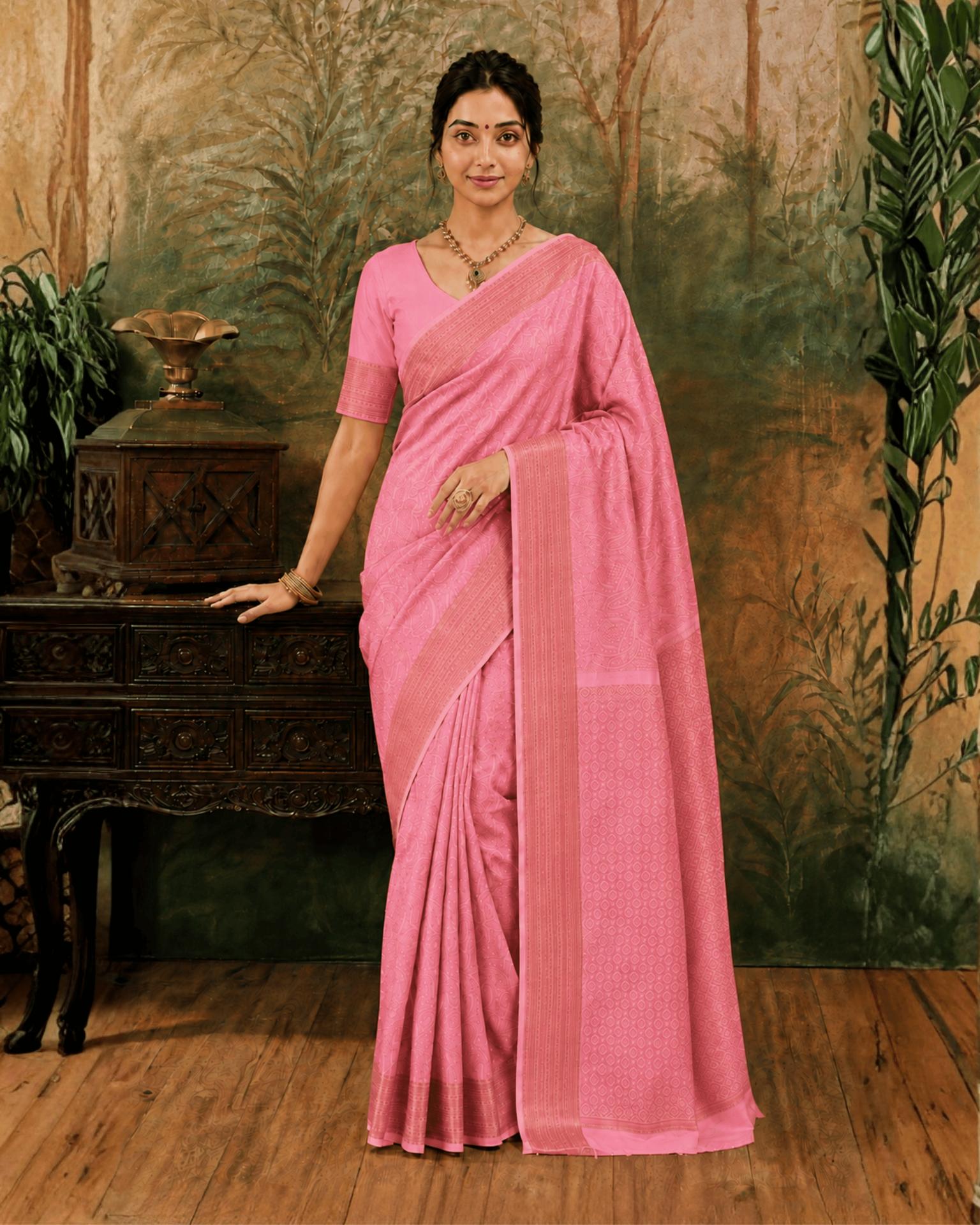 Rose Pink Silk Saree