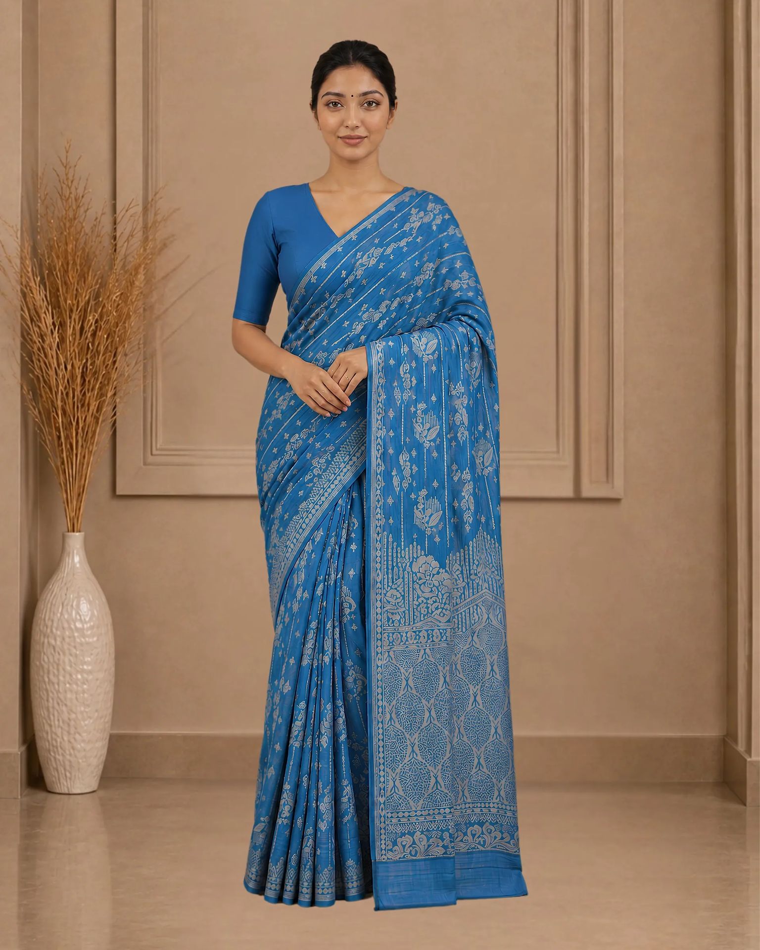Aqua Blue Handloom Saree
