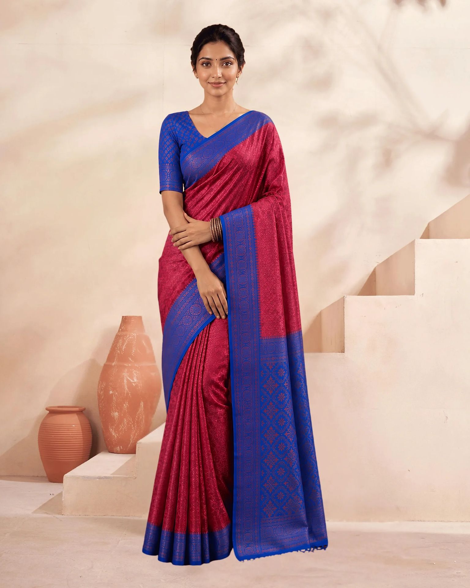 Blueberry Rose – Kubera Soft Silk Saree