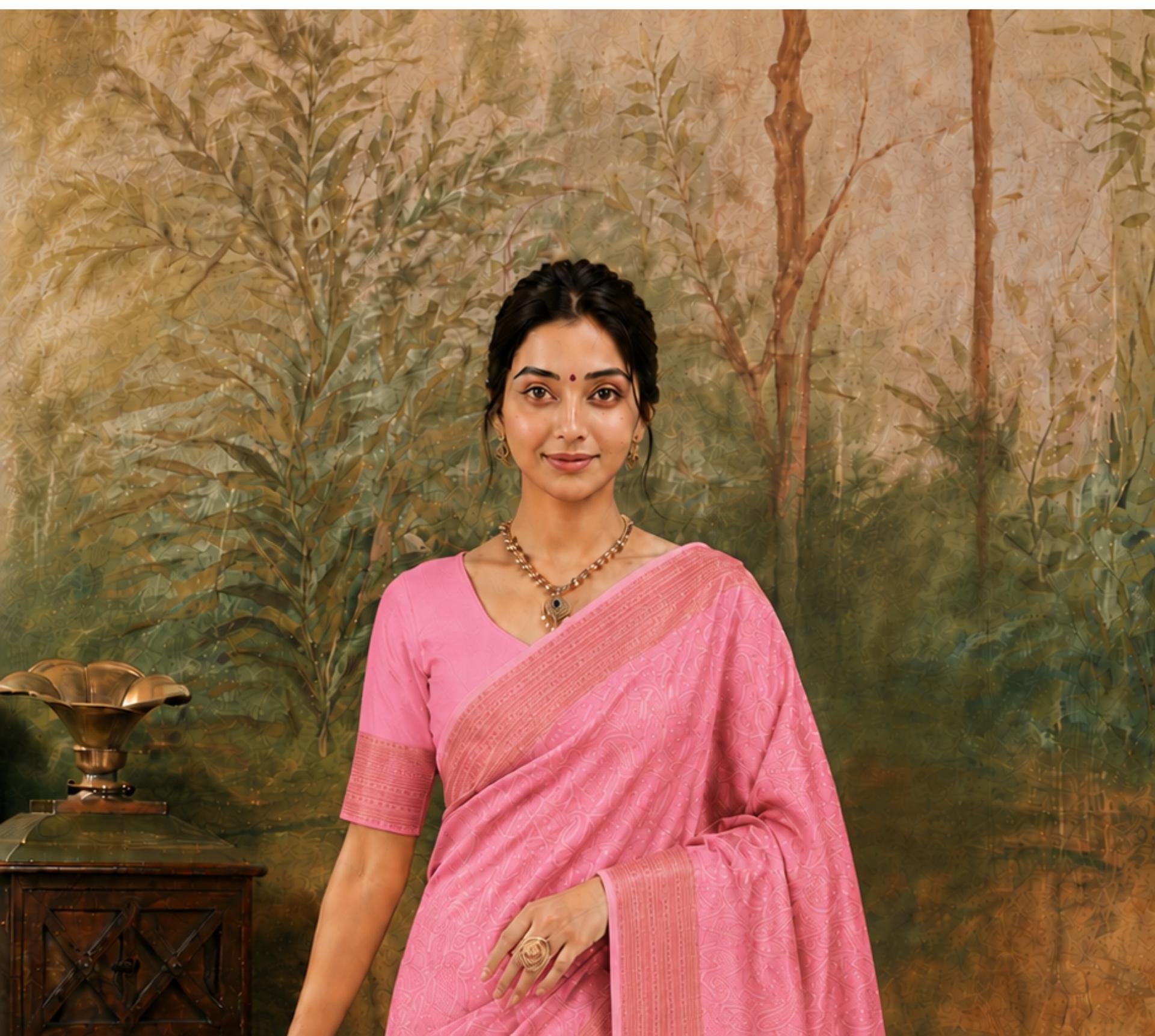 Rose Pink Silk Saree image 2
