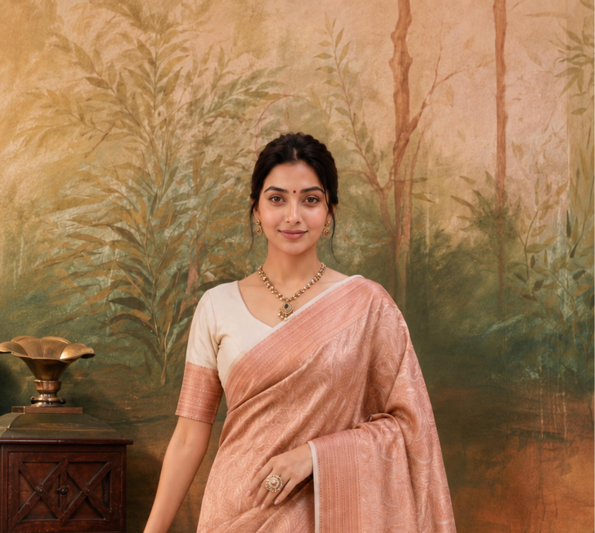 Peach Silk Saree image 2