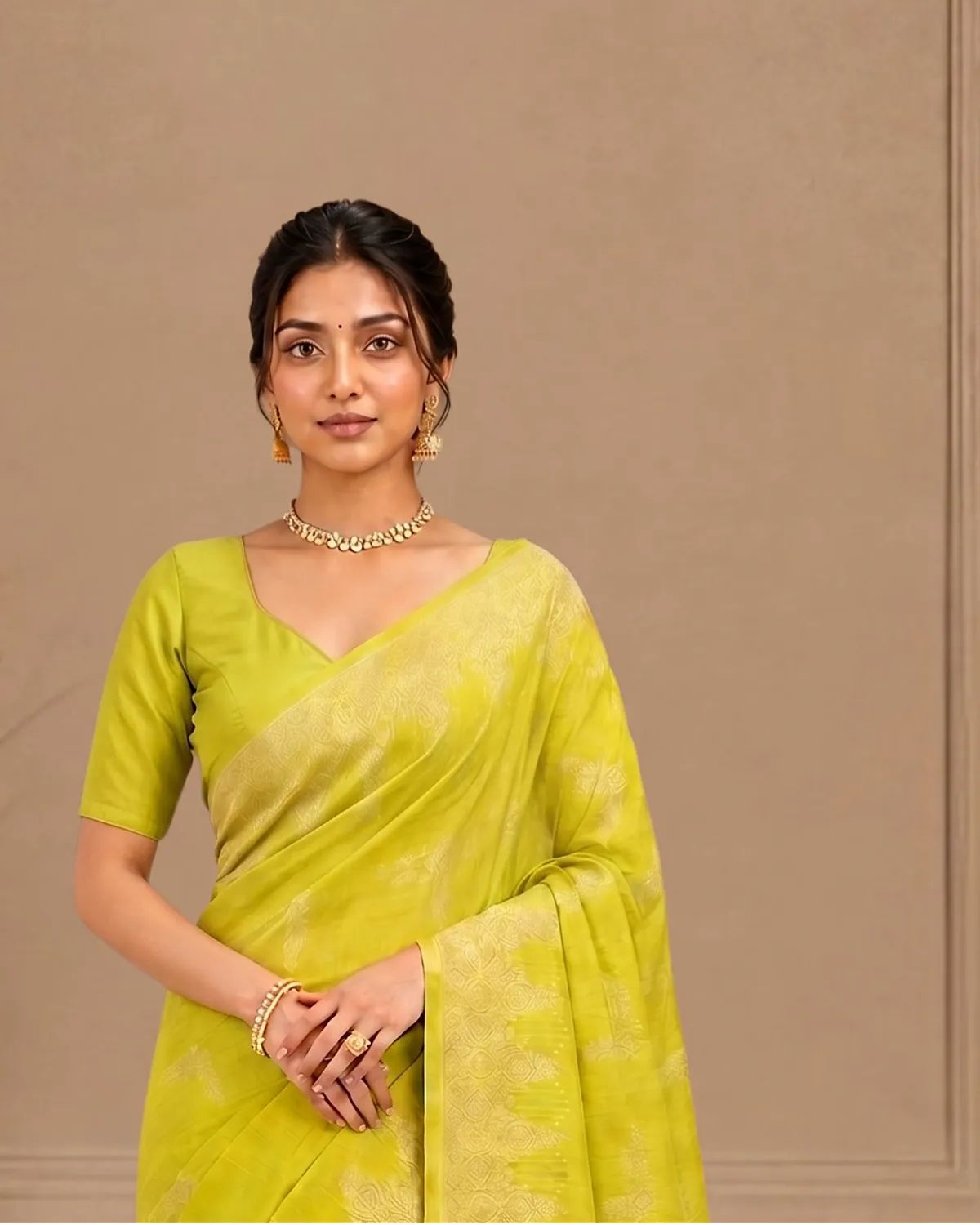 Lime Green Handloom Saree image 2