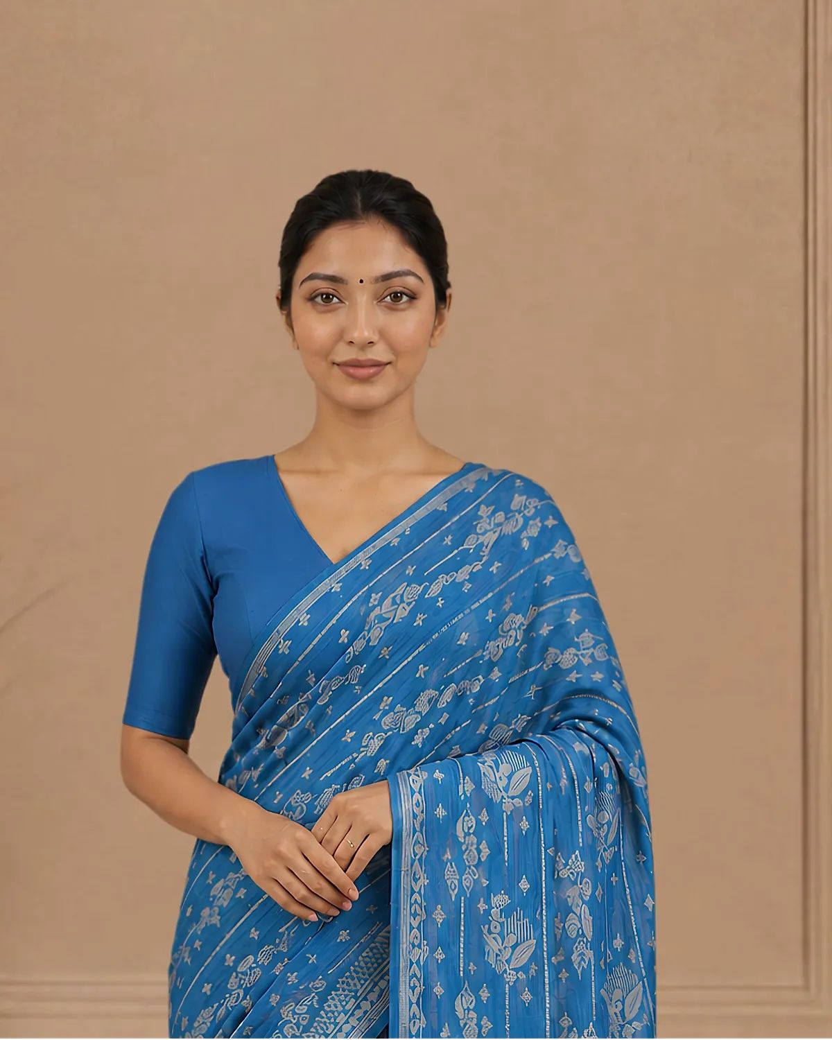 Aqua Blue Handloom Saree image 2