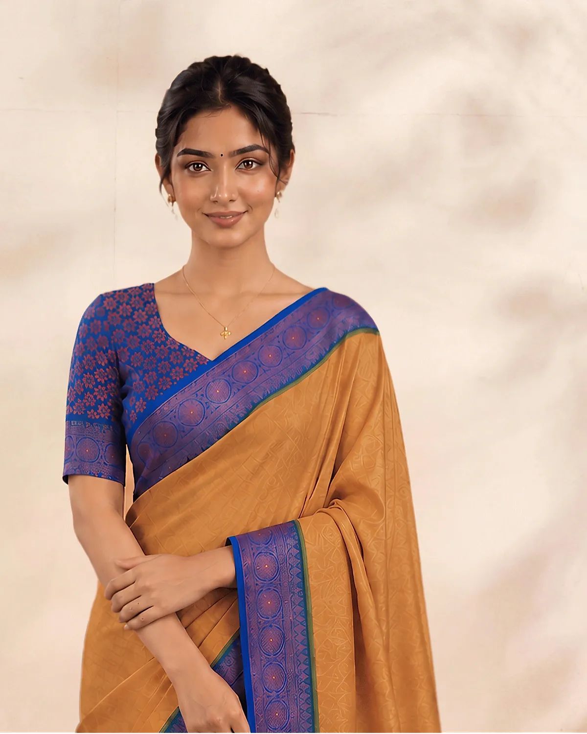 Mustard Indigo – Kubera Soft Silk Saree image 2