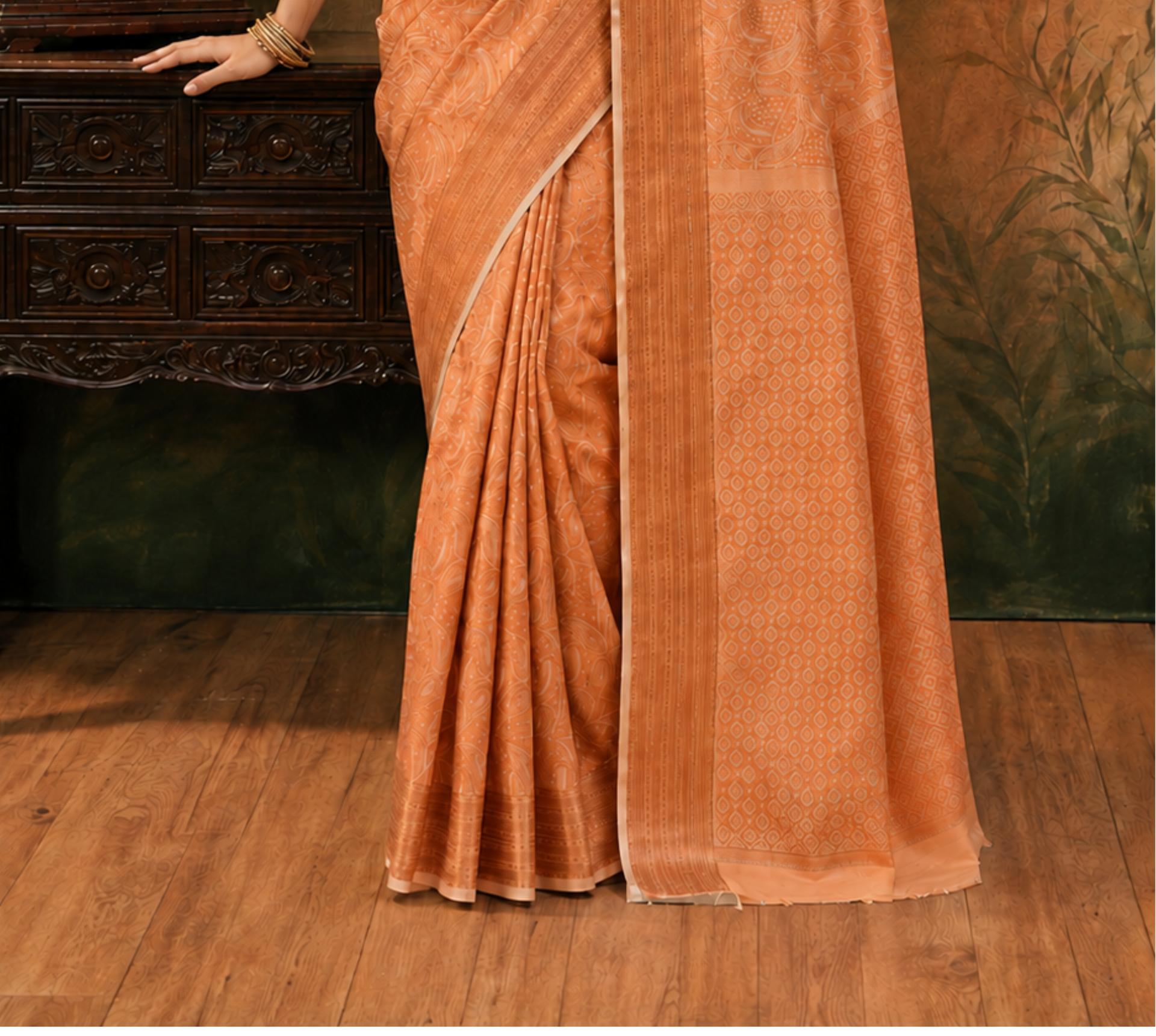 Rust Silk Saree image 3